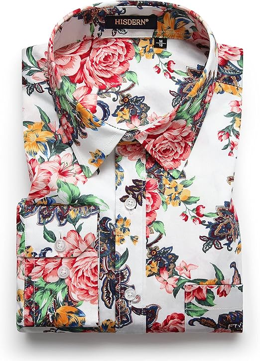 Amazon Enlision アロハシャツ メンズ 長袖 柄シャツ 総柄シャツ 花柄 薔薇 バラ柄 和柄 ハワイアン カジュアル シャツ 通販