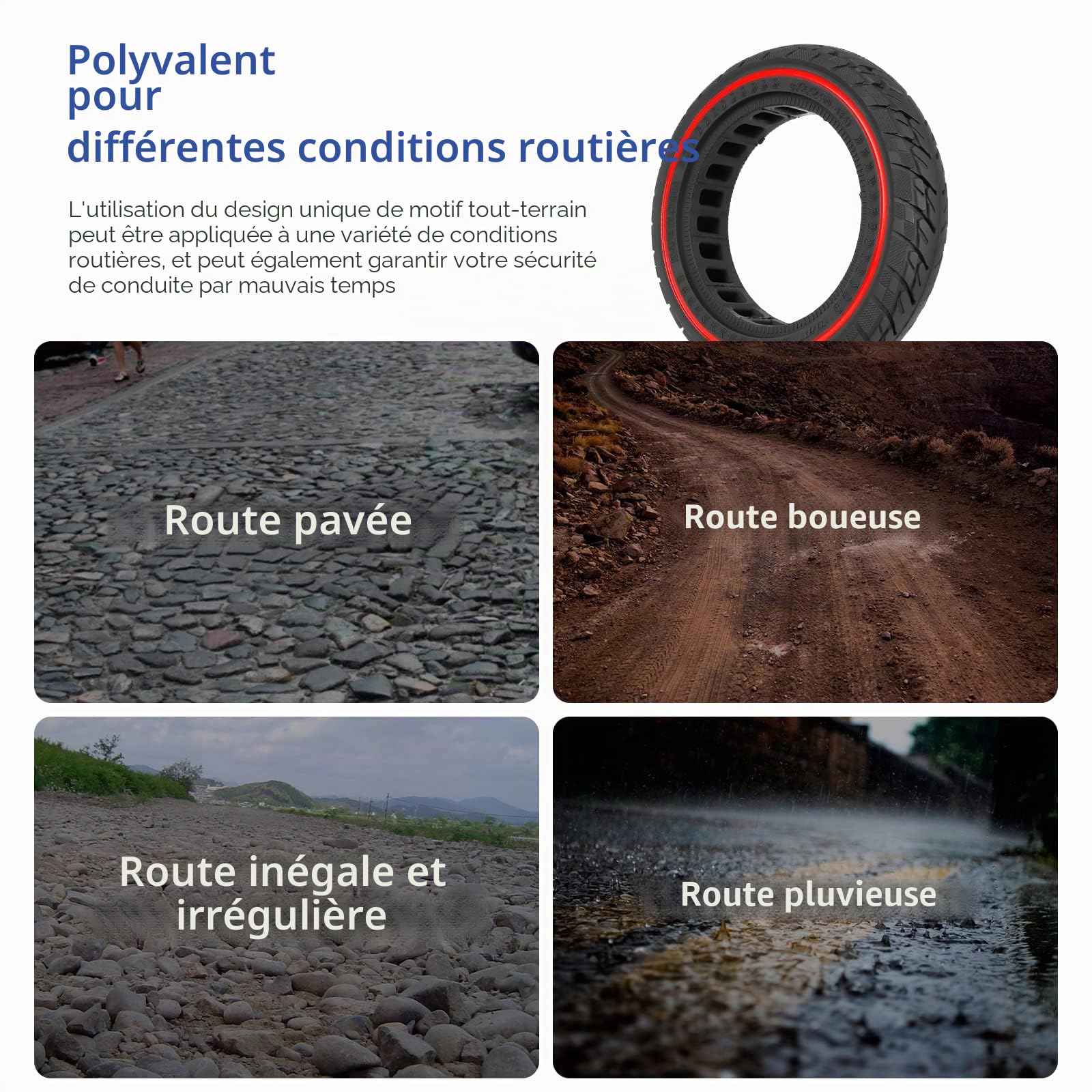 Ulip 8.5x2(50-134) pouces pneus de rechange pneus en caoutchouc plein remplacement des roues avant et arrière pour les scooters VSETT 9 9+ Zero 9 Inokim Light 2