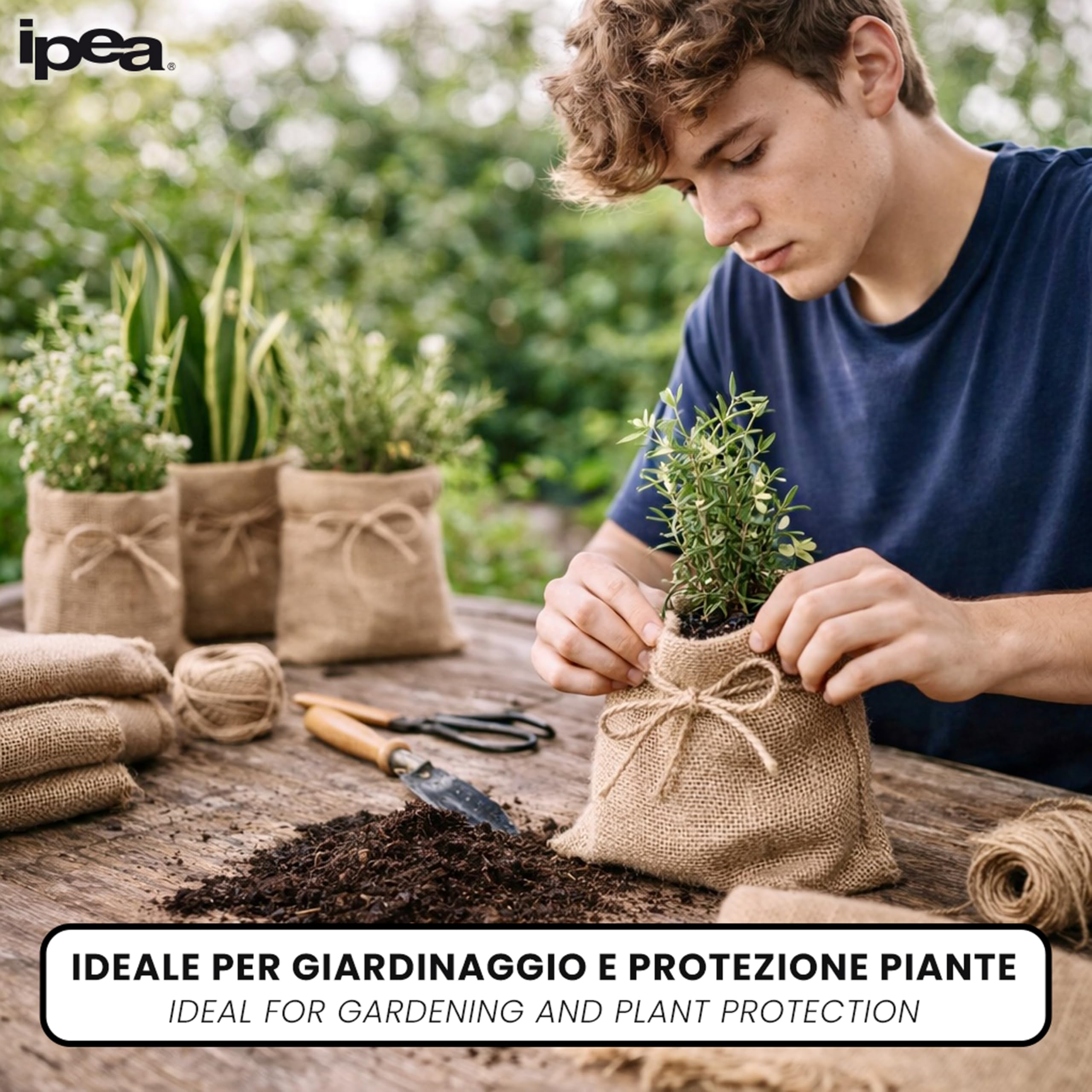 IPEA Tela in Juta Naturale al 100% – [ Grandezza 140 x 120 cm ] – Tessuto in Vera Iuta – Telo per Tappezzeria, Decorazioni, Accessori, Feste, Creazioni, Fai da Te – Fibra Naturale – Ideale per Eventi