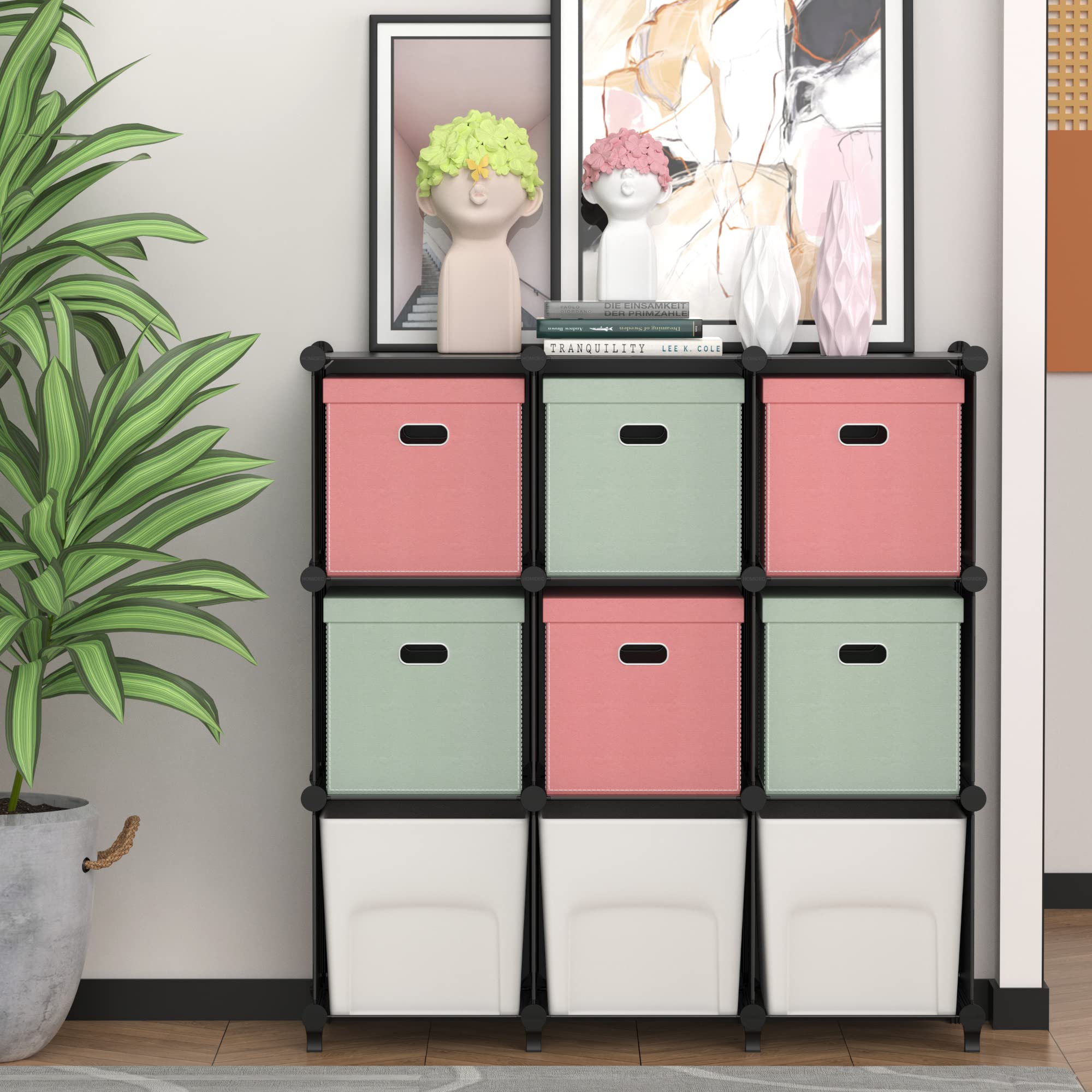 HOMIDEC Système d’étagères de rangement, en plastique, 40 cubes, modulaire, armoire pliante, enfichable, séparateur pièce, organisateur vêtements, chaussures, jouets, livres, pour chambre à coucher