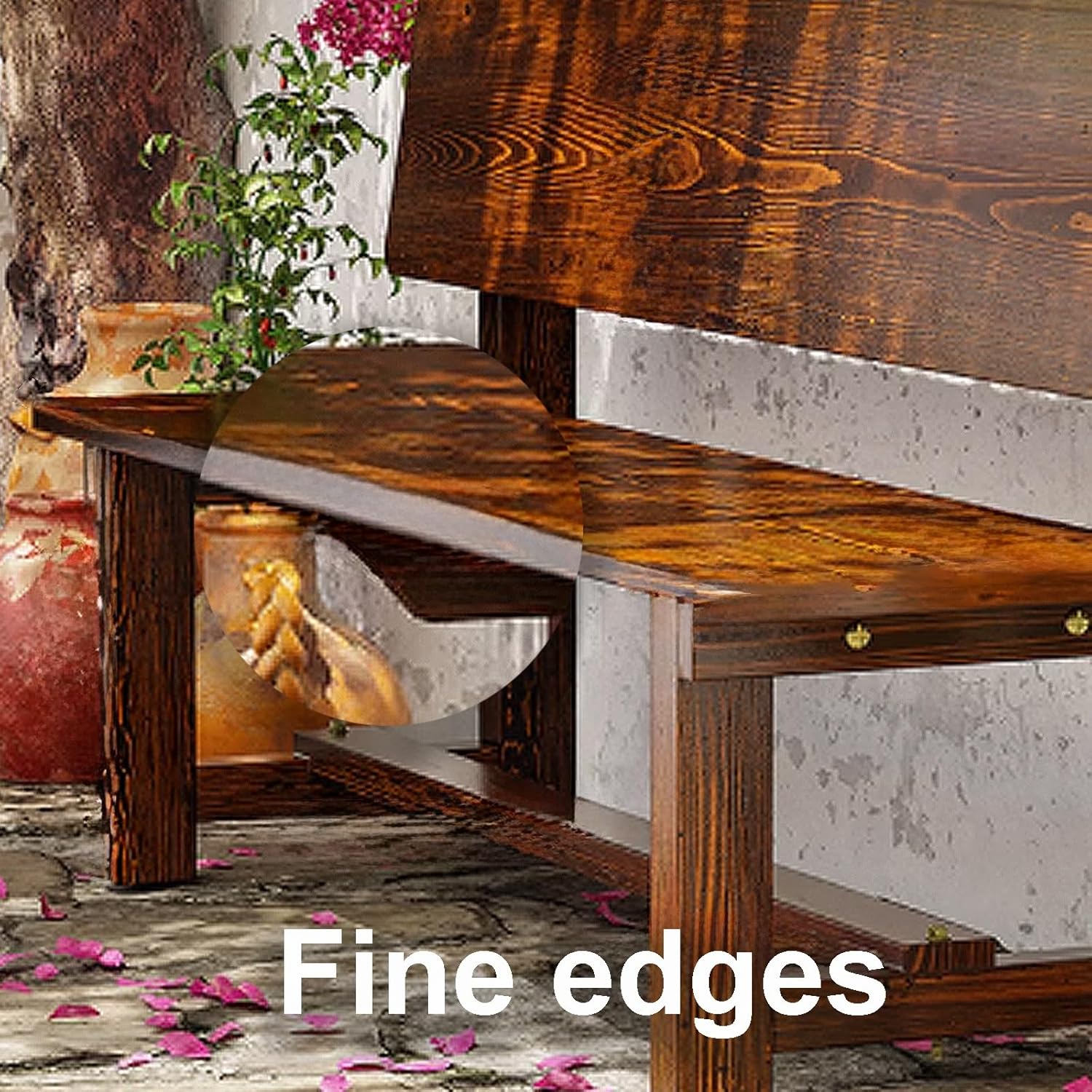 Brown Garden Bench, Patio Bench Wood, Porch Bench Seat, Park Benches, Outdoor Lounge Furniture Couch for Deck, Backyard, Entryway(120x38x79cm)