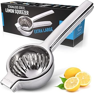 Zulay Extra Large Lemon Squeezer Stainless Steel - Easy Squeeze Heavy Duty Lemon Juicer Hand Press - Ergonomic Citrus Squeezer & Fruit Juicer for Small Oranges, Lemons & Limes