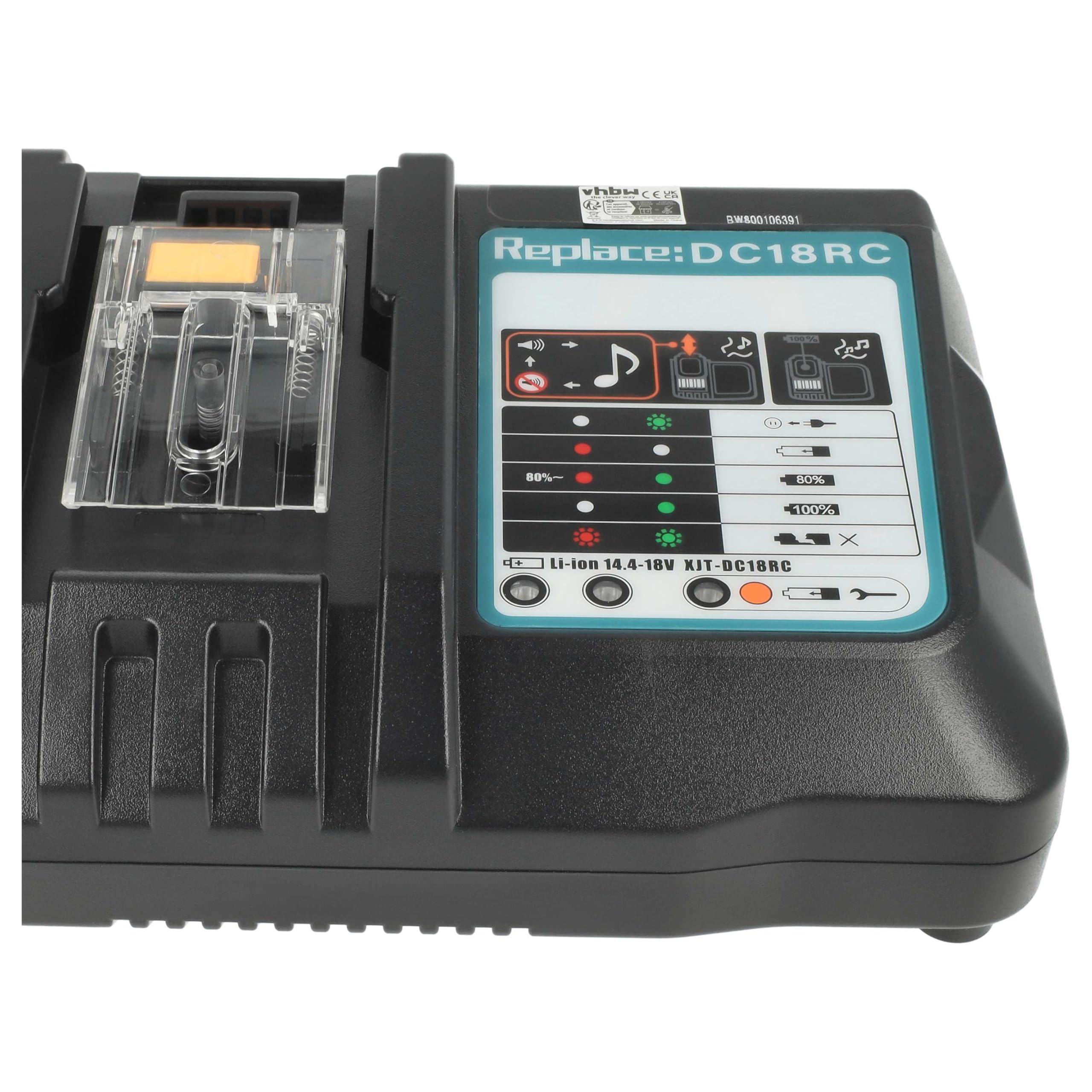 vhbw caricabatterie compatibile con Makita BL1815G, BL1820G, BL1813G, BL1830G batterie Li-Ion di attrezzi