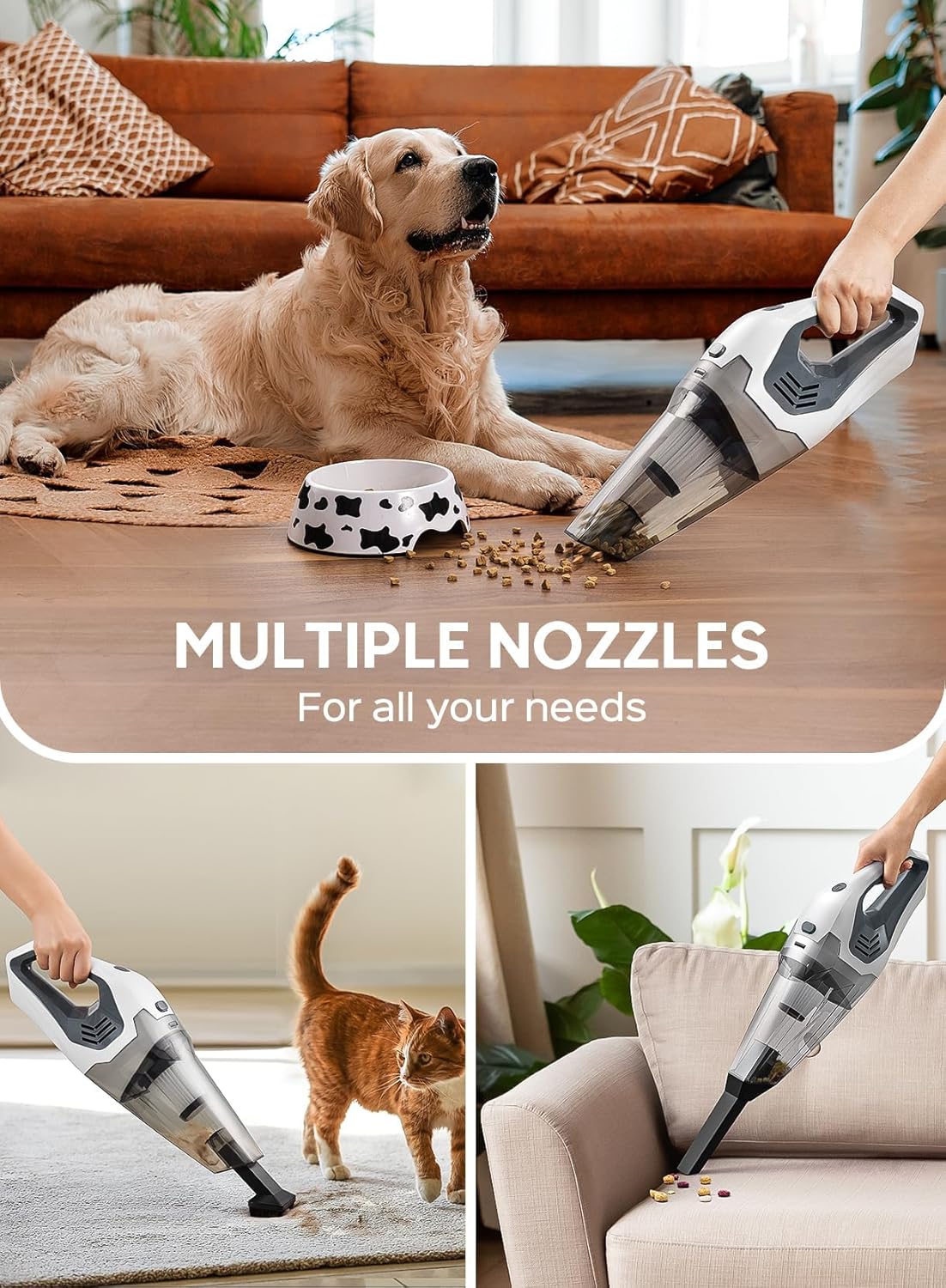 Portutif Cordless Handheld Vacuum Cleaner, 9000PA Powerful Suction 20-25Mins Long Runtime Rechargeable Hand Vacuum, HEPA Filter with Quick Charge, Lightweight for Car Carpet Stairs Pet Hair Cleaning - Image 4