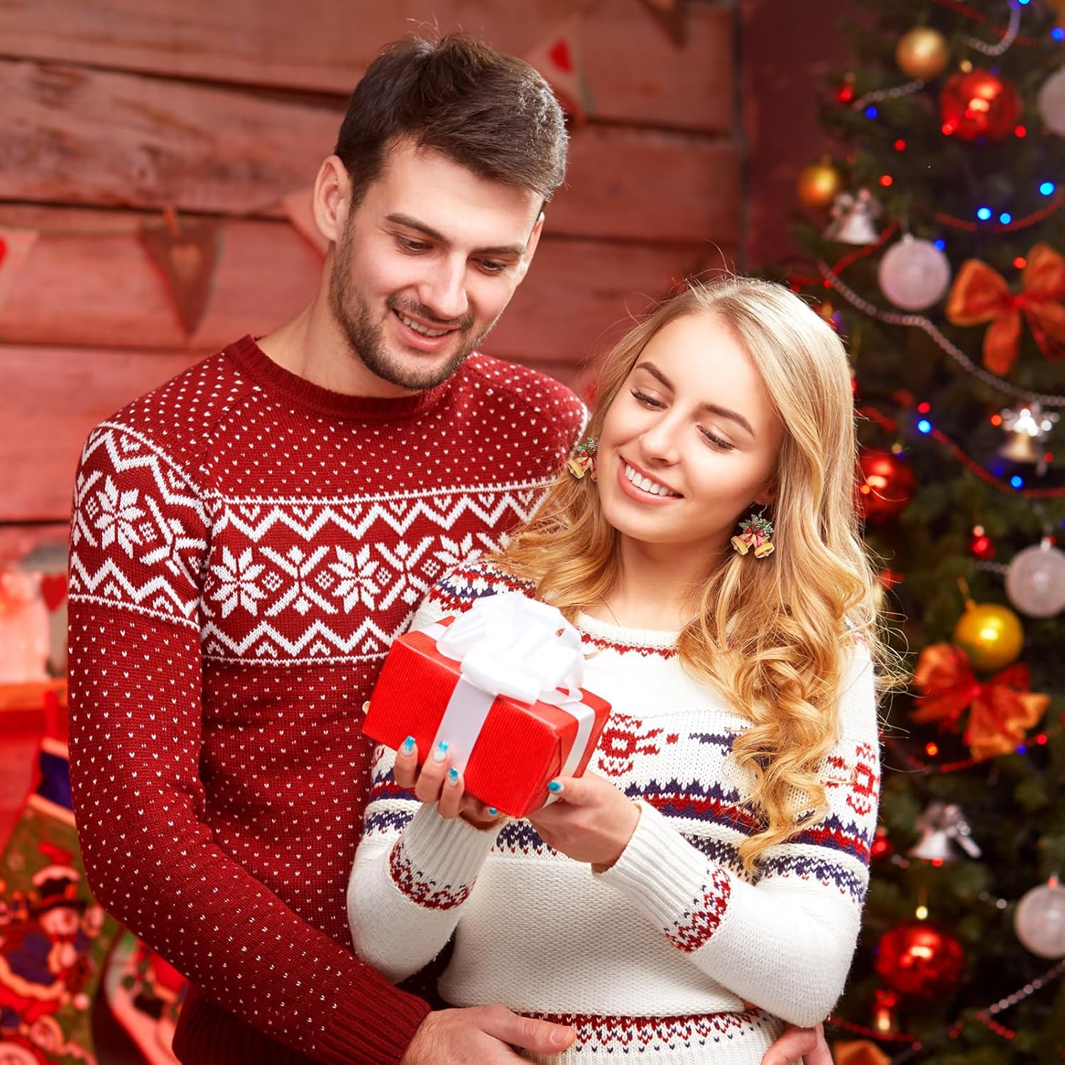 12 Pairs Christmas Earrings for Women Xmas Dangle Earring Set Tree Bell Santa Claus Gingerbread Holiday Festive Jewelry Gifts - Image 5