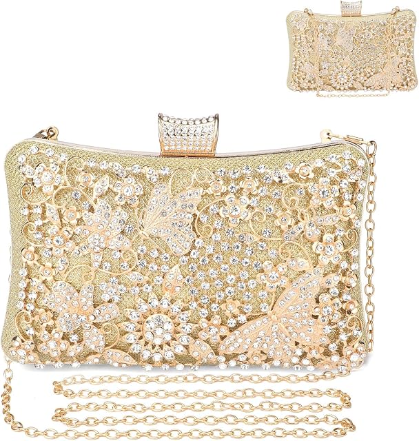 BAIGIO Beaded Clutch Evening Bags for Women Formal Bridal Wedding Clutch Handbag Prom Cocktail Party Handbags