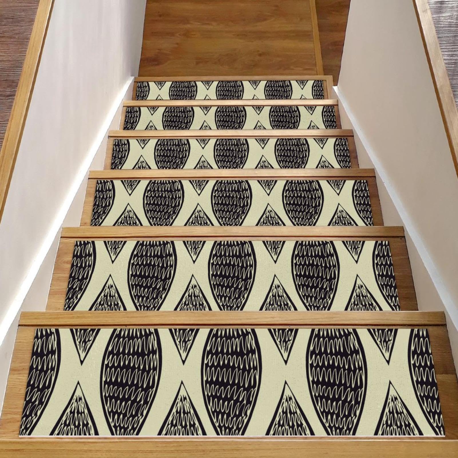 Marches d'escalier de sécurité pour escaliers en bois : lot de 15 tapis noirs