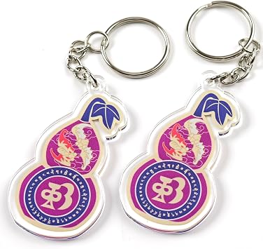 Five Blessings Wu Lou Amulet Feng Shui Keychains, Symbol of Health, Wealth, Vitality, Love & Good Fortune, Feng Shui Gift, Lightweight Acrylic, Made In USA, 2 Pack