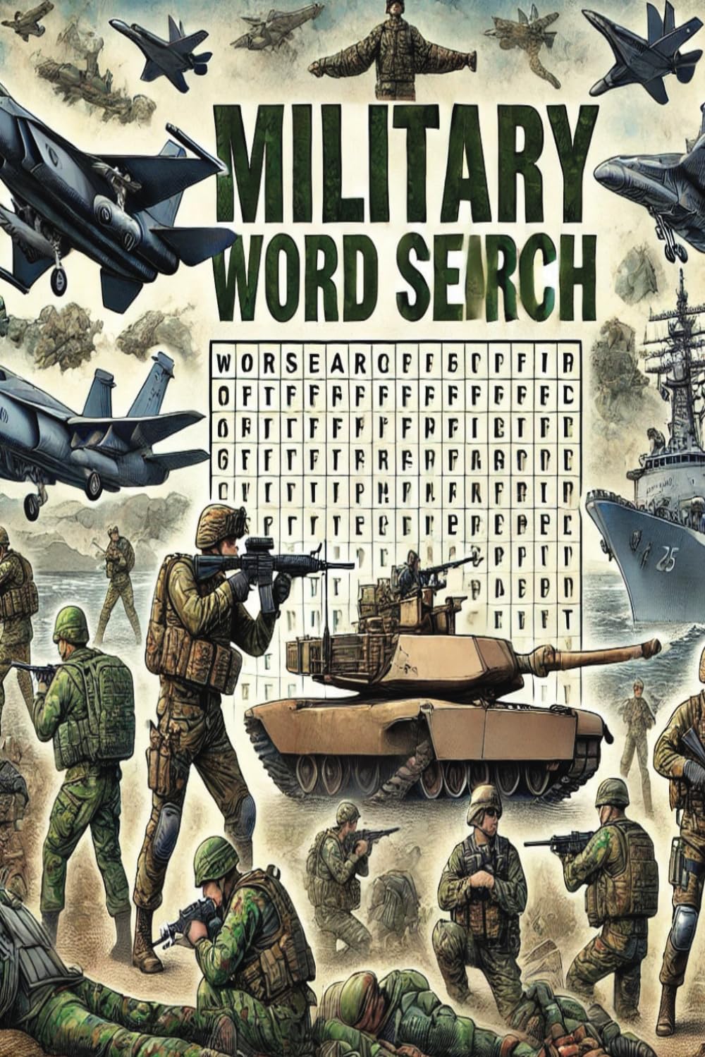 Military Word Search: Military Terms & Tactics. Army, Navy, Air Force, Marines, & Coast Guard: A Military Word Search Collection. Word Searches for Armed Forces Fans.