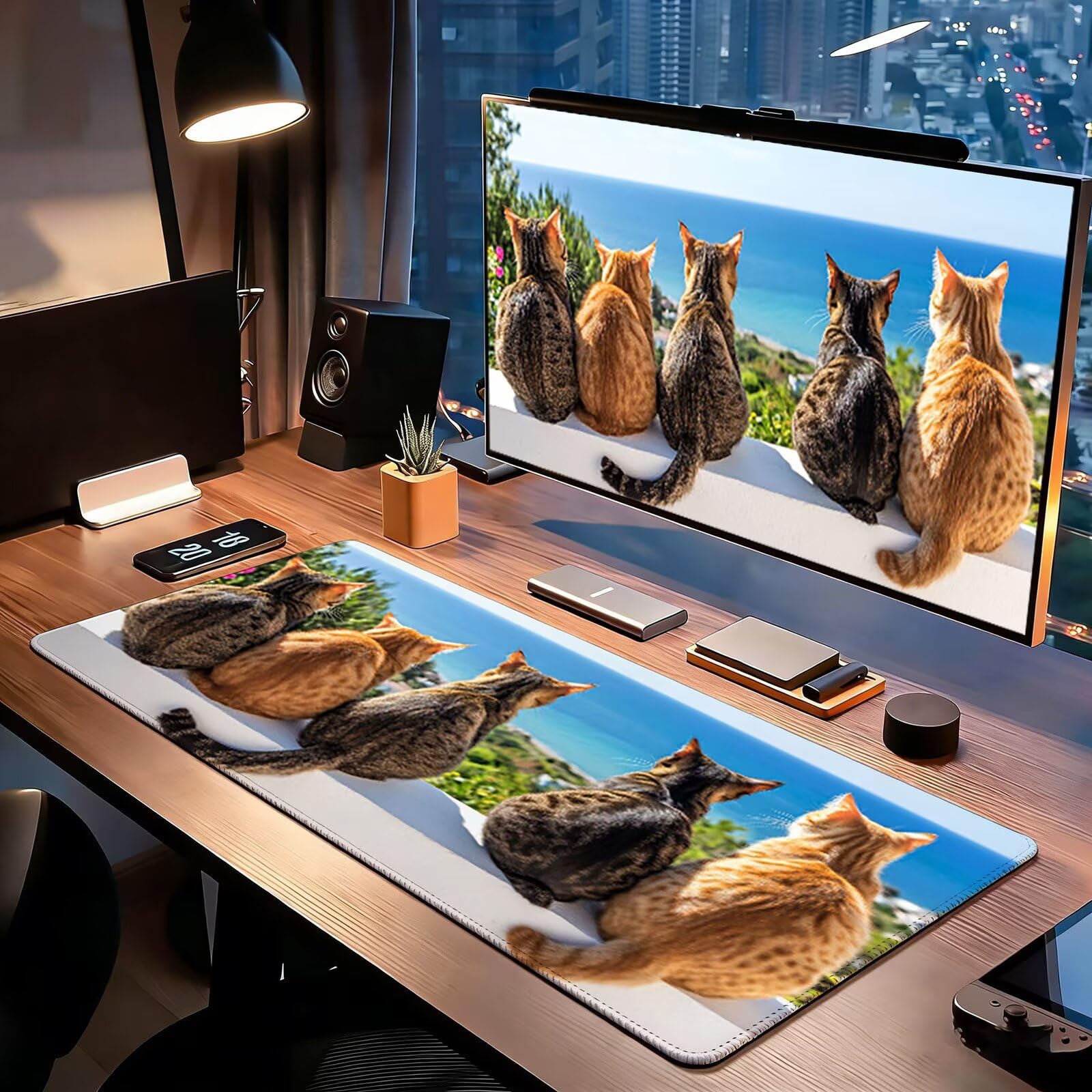 Podkładka pod mysz gamingowa – 1200 x 600 mm zwierzę kot podkładka pod mysz XXL 0c0-163 | Z antypoślizgową gumową podstawą, poprawia precyzję i prędkość, akcesoria do gier do domu, biura, prezenty dla mężczyzn