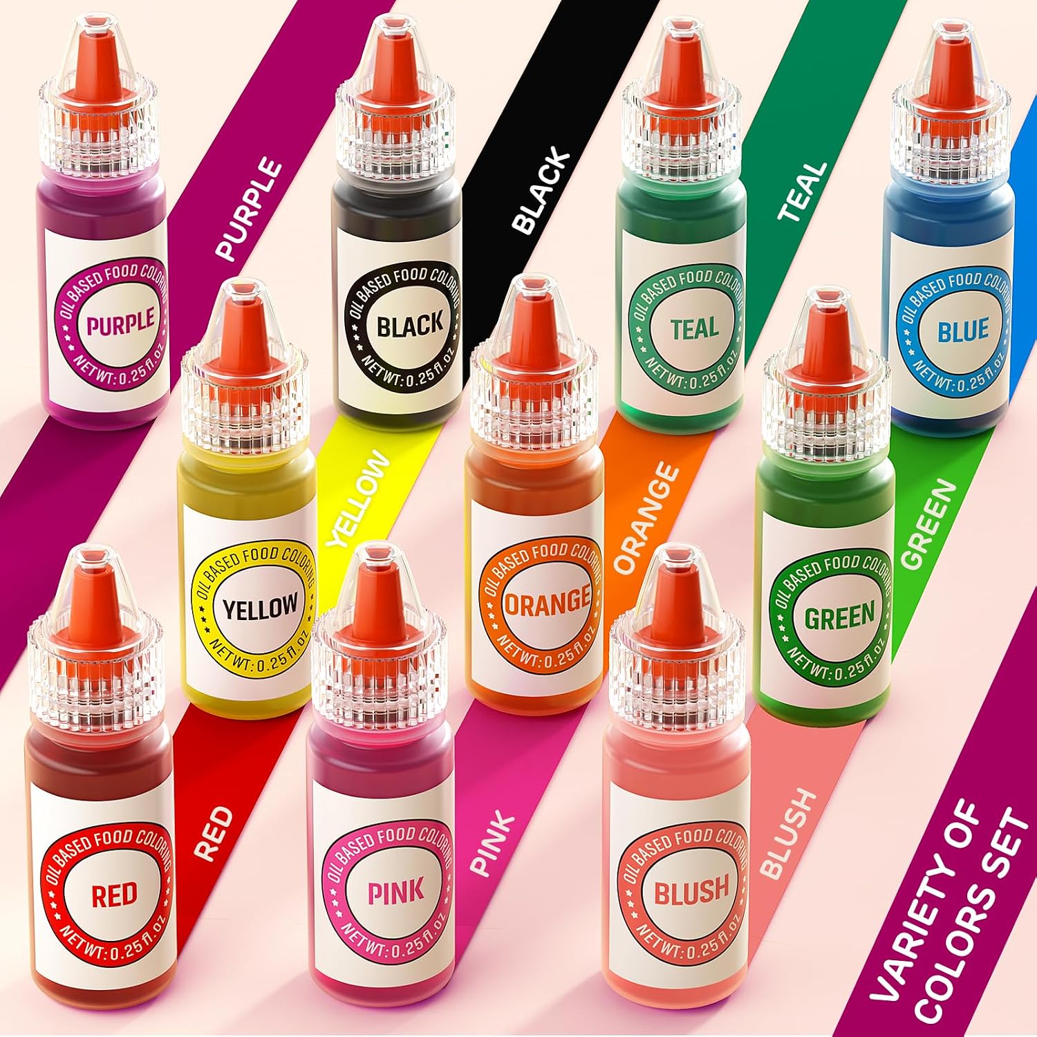 Oil Based Food Coloring for Chocolate 10 Colors Edible Food Dye for Sugar Candy Melts Oil Frosting Icing Dye for Backing Cookies Fondant Food Color for Cake Decorating - 0.25 Fl. Oz/Bottles thumbnail