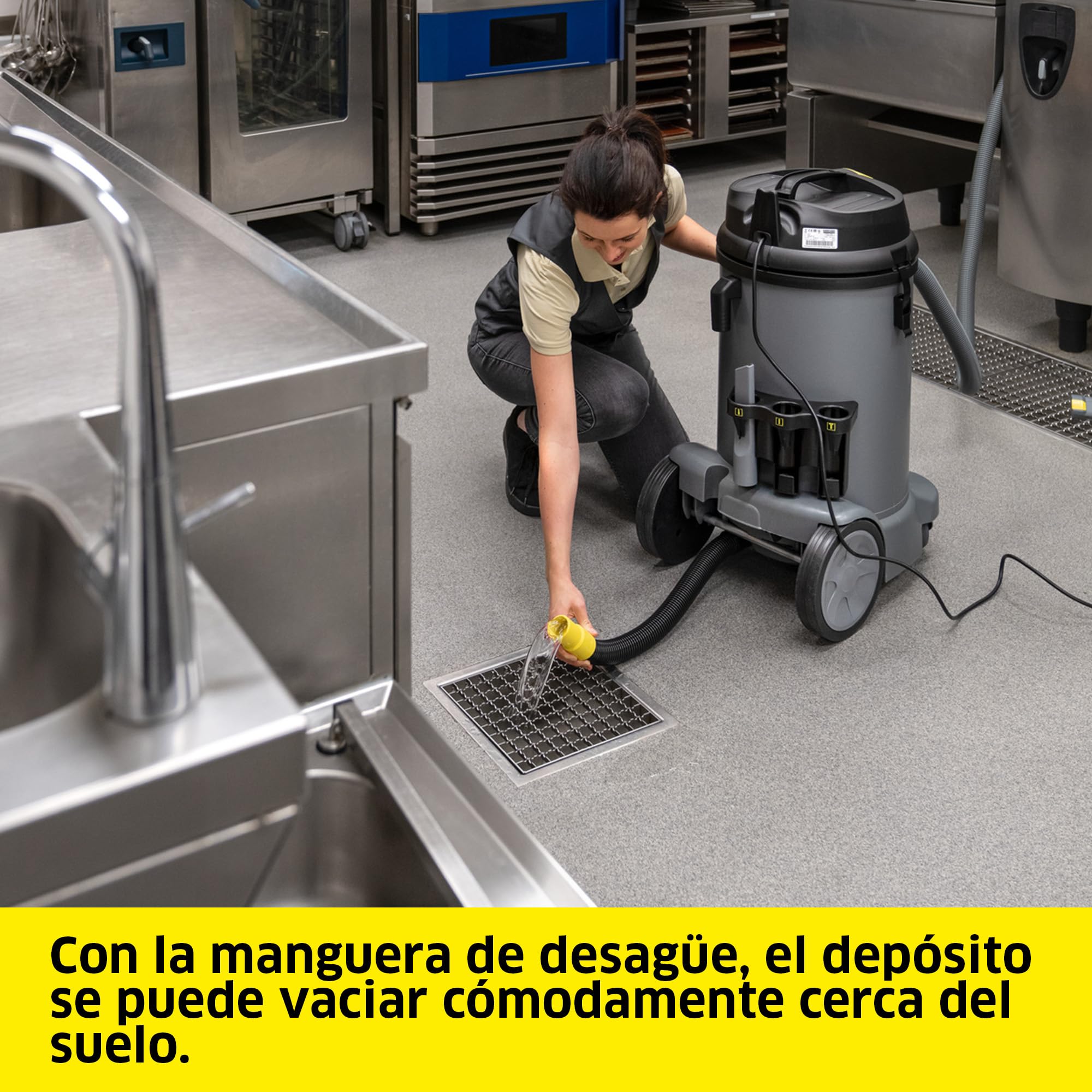 KÄRCHER Aspirador en seco y húmedo NT 48/1, Potencia: máx. 1380 W, Filtro de Cartucho PES, depósito: 48 l, Manguera de aspiración: 2,5 m, Boquilla Ancha para Suelo (360 mm), Tubo de desagüe