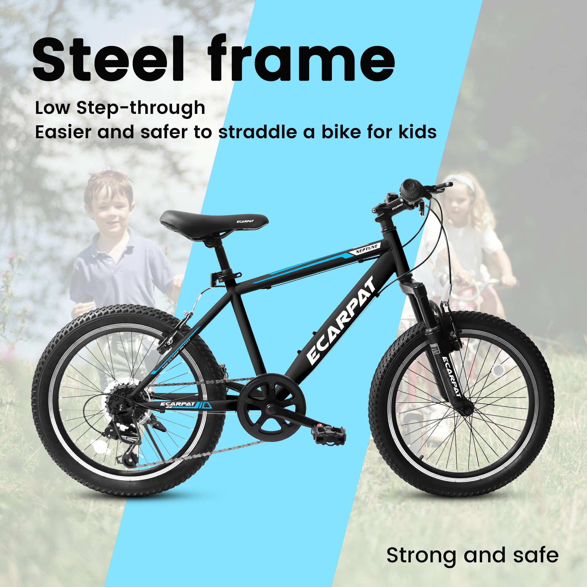 Ecarpat 20 Inch Mountain Bike, Suspension Fork, 7-Speed Boys Girls Mountain Bikes, All Terrain Kids Mountain Bikes for Boys and Girls 6-13 Years Old