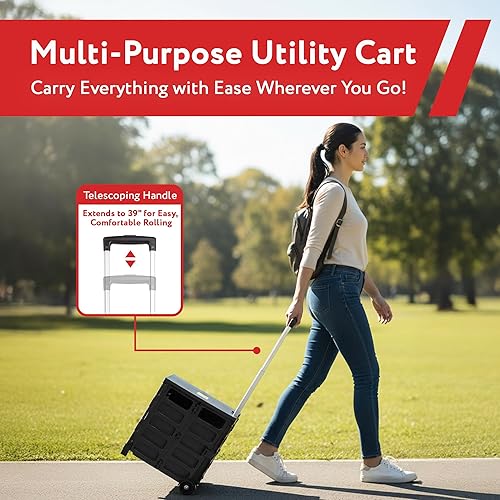 Miniatura 43 de dbest products Quik Cart Sport - Caja plegable con ruedas para profesores, capacidad de 80 libras, hecha de plástico resistente utilizado como Negro
