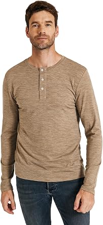 METARINO Men's Merino Wool Henley T-Shirt Long Sleeve Button Shirts Athletic Shirt Tees Tops for Travel,Cycling,Running