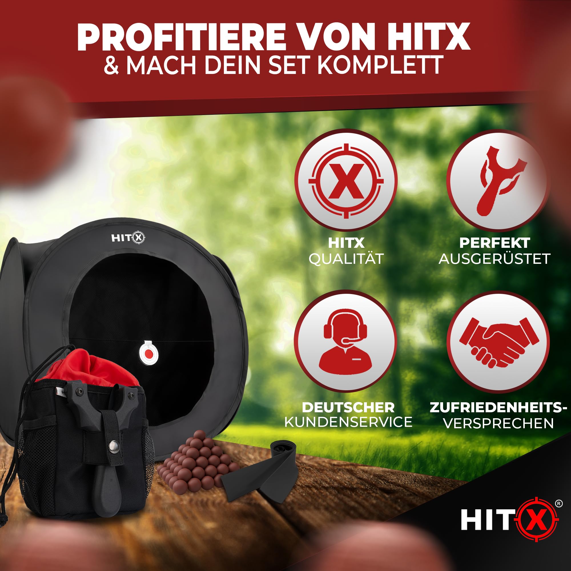 HITX® Steinschleuder Tasche mit Halterung für Zwille | Munitionstasche für Schleuder | Slingshot Beutel mit Gürtelbefestigung und Molle Tasche | Steinschleuder Munition Tasche Ultra Leicht [95g]