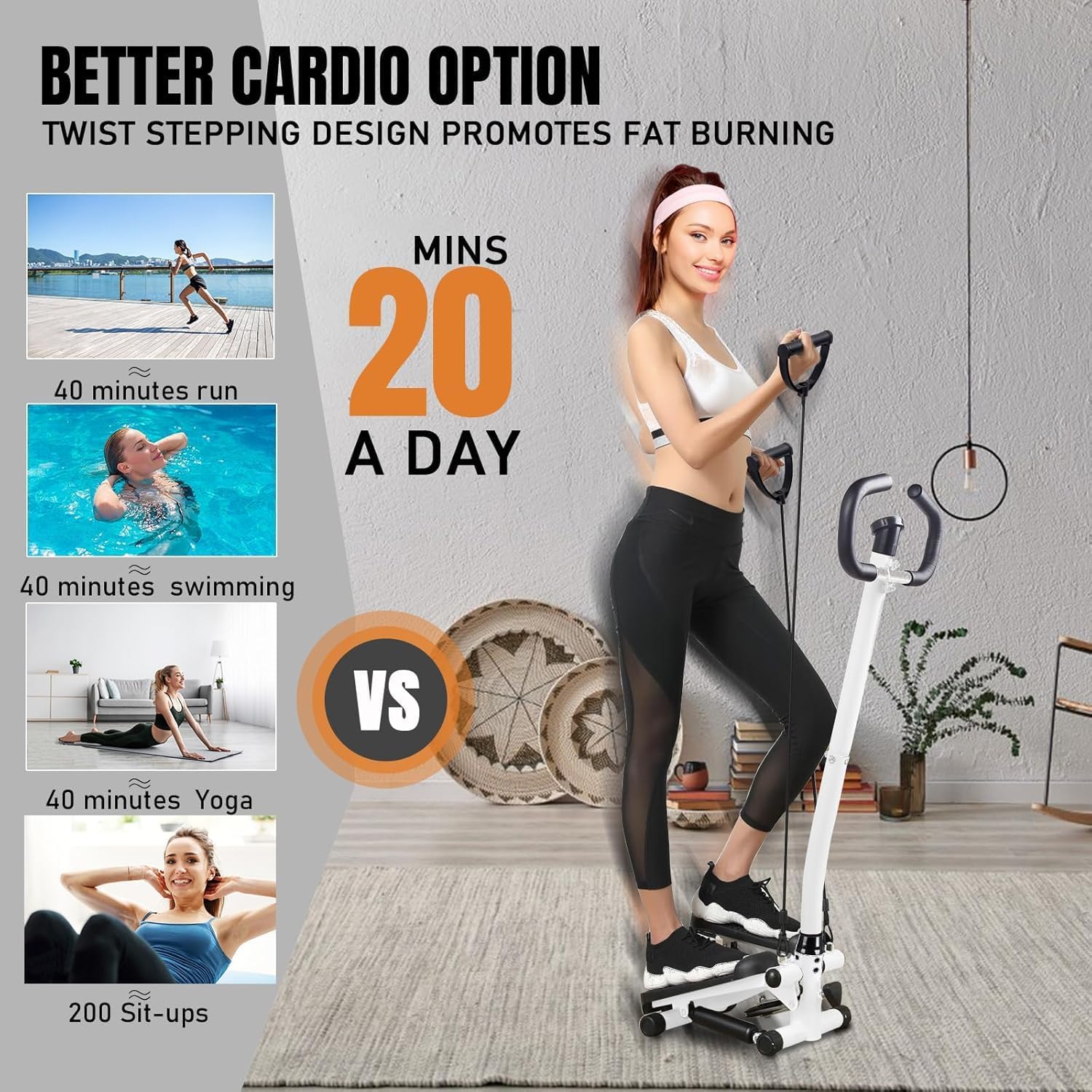 2 in 1 Fitness Swing Side Stepper mit LCD-Schirm und Handgriff, 150kg Up-Down Swing Stepper Bein Arm Trainer für Zuhause, Schöner Arsch/Schlanker Arm/Schöne Taille