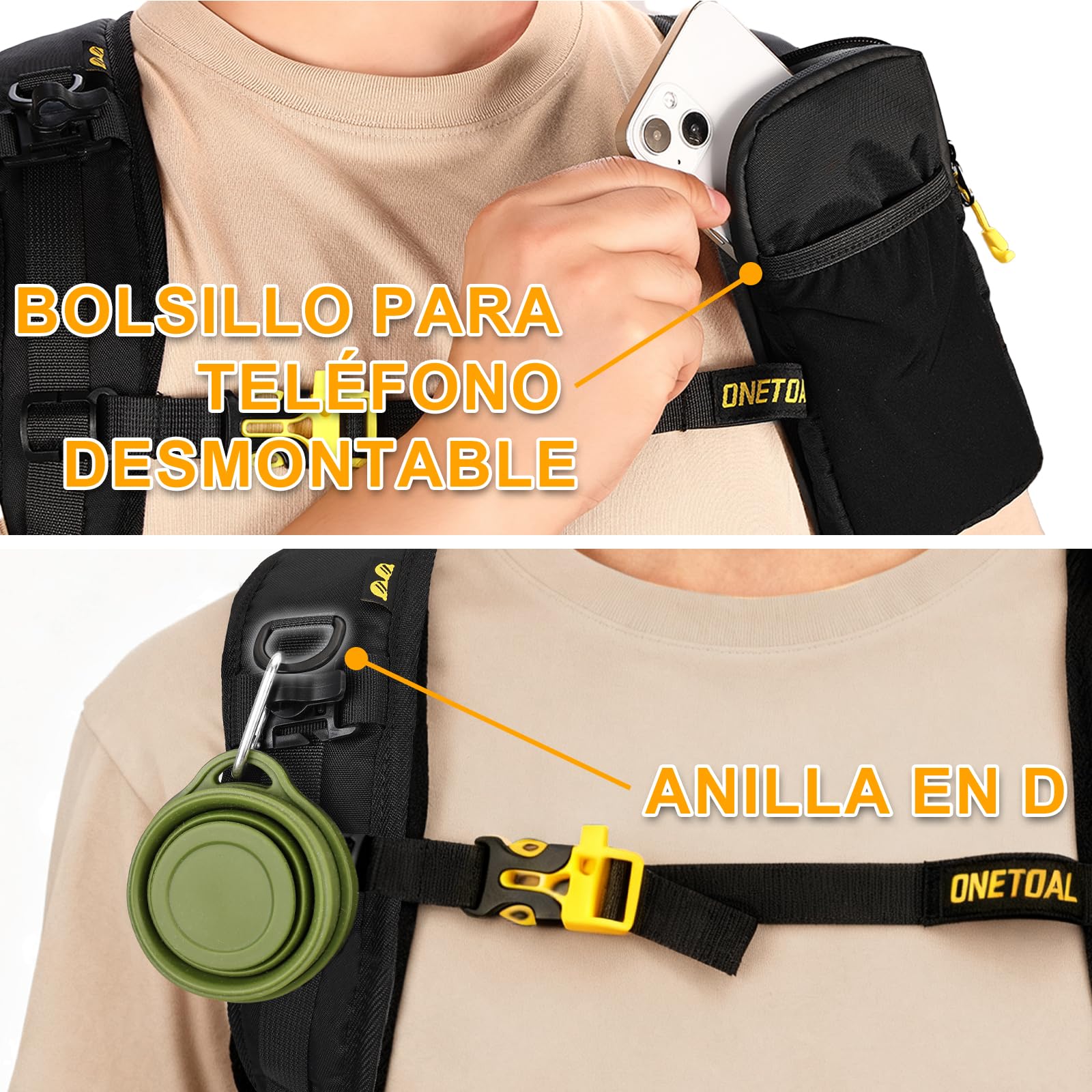 Mochila Hidratación con Bolsa de Agua 2L y Funda, Mochila Senderismo 20l Impermeable, Mochila Ciclismo Running Hombre Mujer Ligero para Bicicleta Montaña MTB Trekking Esquí Moto