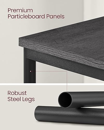 Miniatura 7 de VASAGLE Juego de 2 mesas auxiliares, mesa auxiliar pequeña, mesita de noche para sala de estar, dormitorio, oficina, baño, gris brumoso y negro