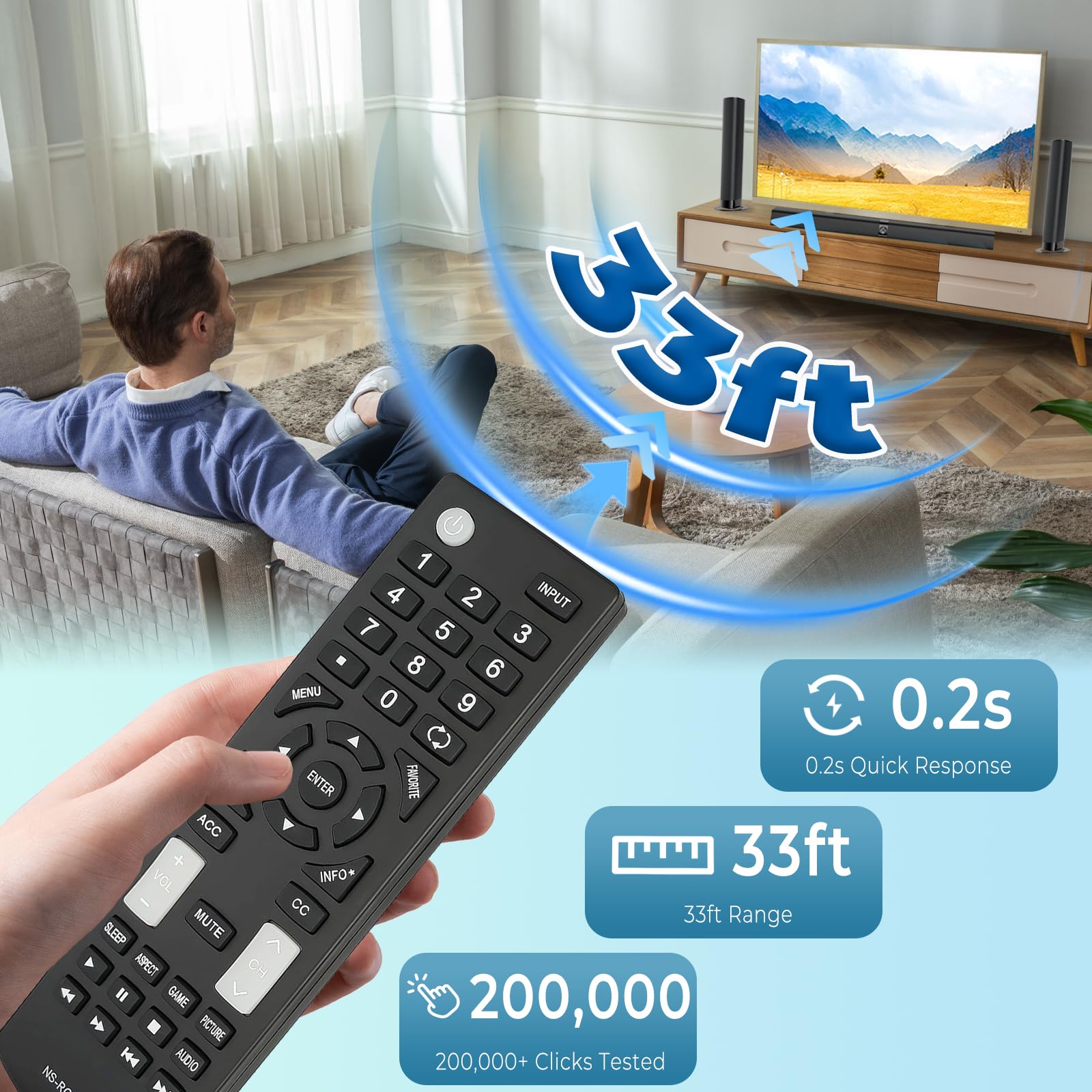 Zamienny pilot do telewizora Insignia NS-RC4NA-18, uniwersalny pilot do wszystkich insignia LED LCD HDTV Smart TV, bez konieczności konfiguracji, trwałe przyciski, lekka konstrukcja