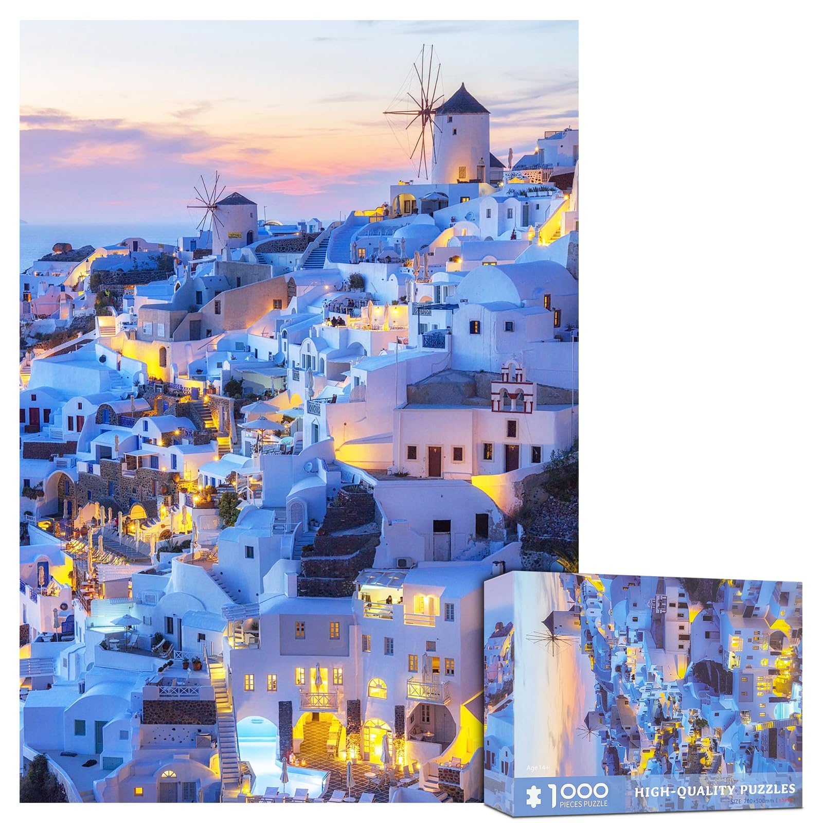 1000 piece jigsaw puzzles for adults-Santorini Landscape puzzles for Adults 1000 Pieces Skyline Sunset Jigsaw Puzzles 1000 Pieces Greece Buildings Puzzle 1000 Pieces Scenery