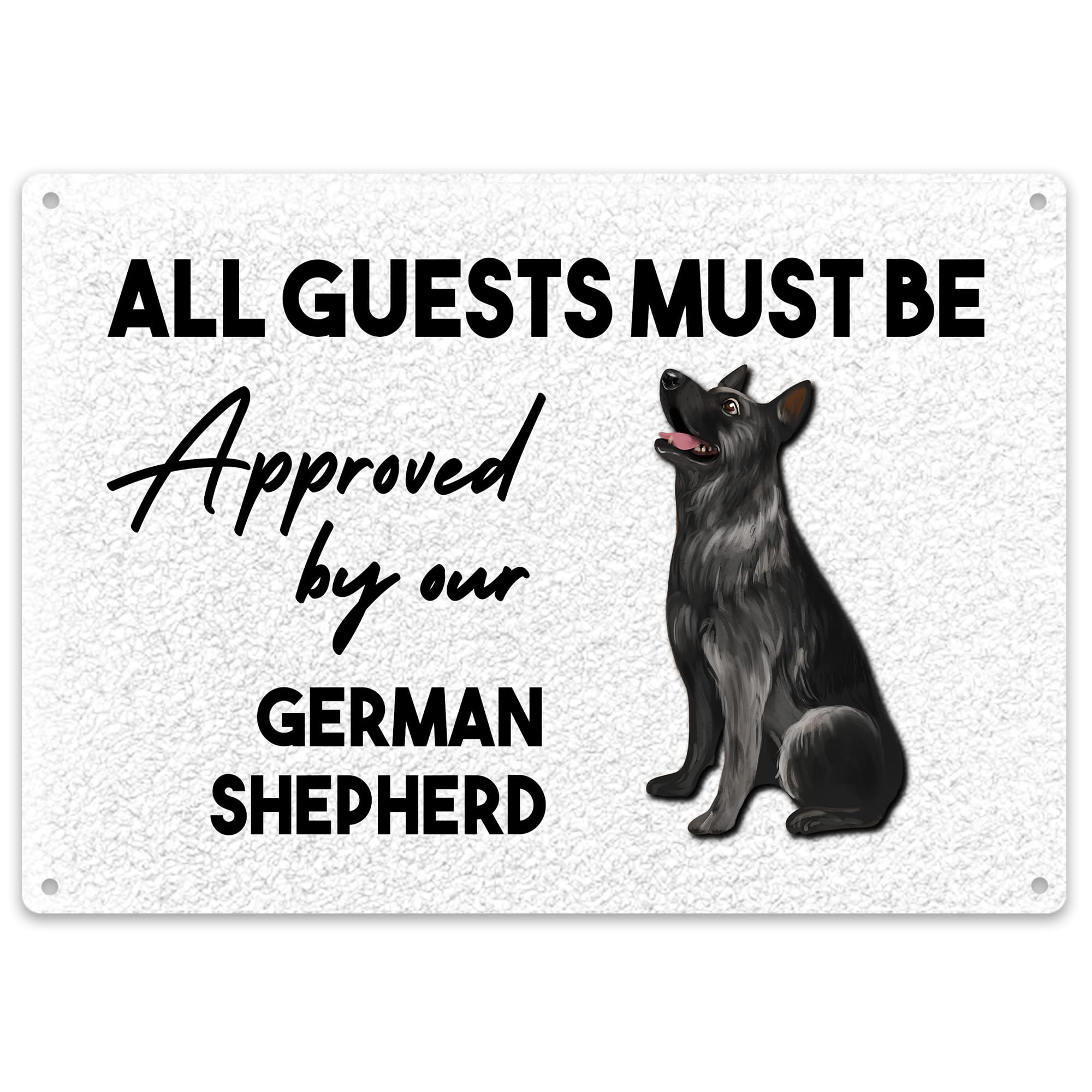 Purple Print House Personalised Approved By Our German Shepherd Dog Metal Sign Welcome Plaque Alsatian Kitchen Indoor, Large, White