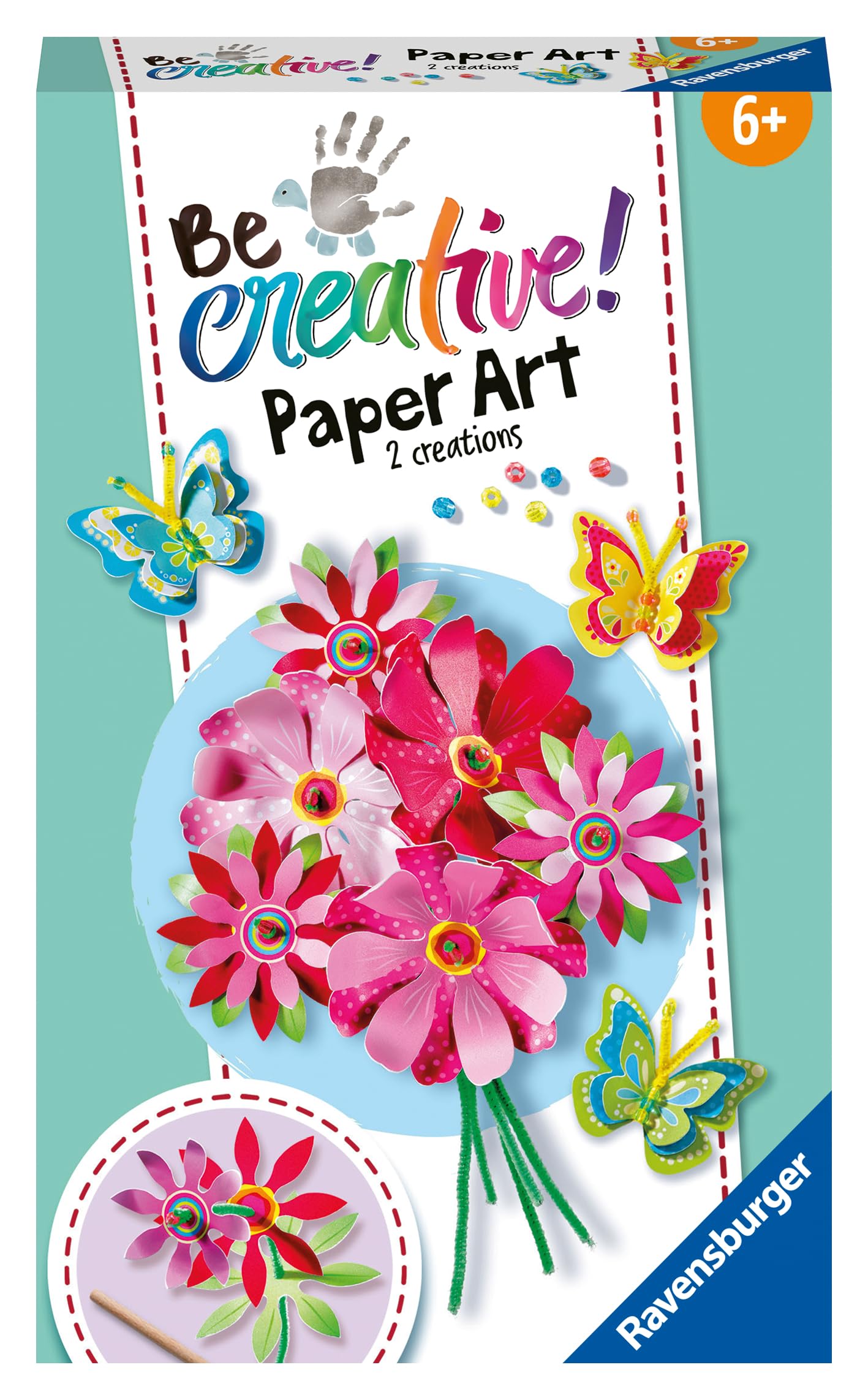 Ravensburger BeCreative Paper Art Flowers & Butterflies - Bastelset für Kinder ab 6 Jahren, Papierfiguren basten für Mädchen und Jungen - 23678 - Geburtstagsgeschenke, Deko selber basteln