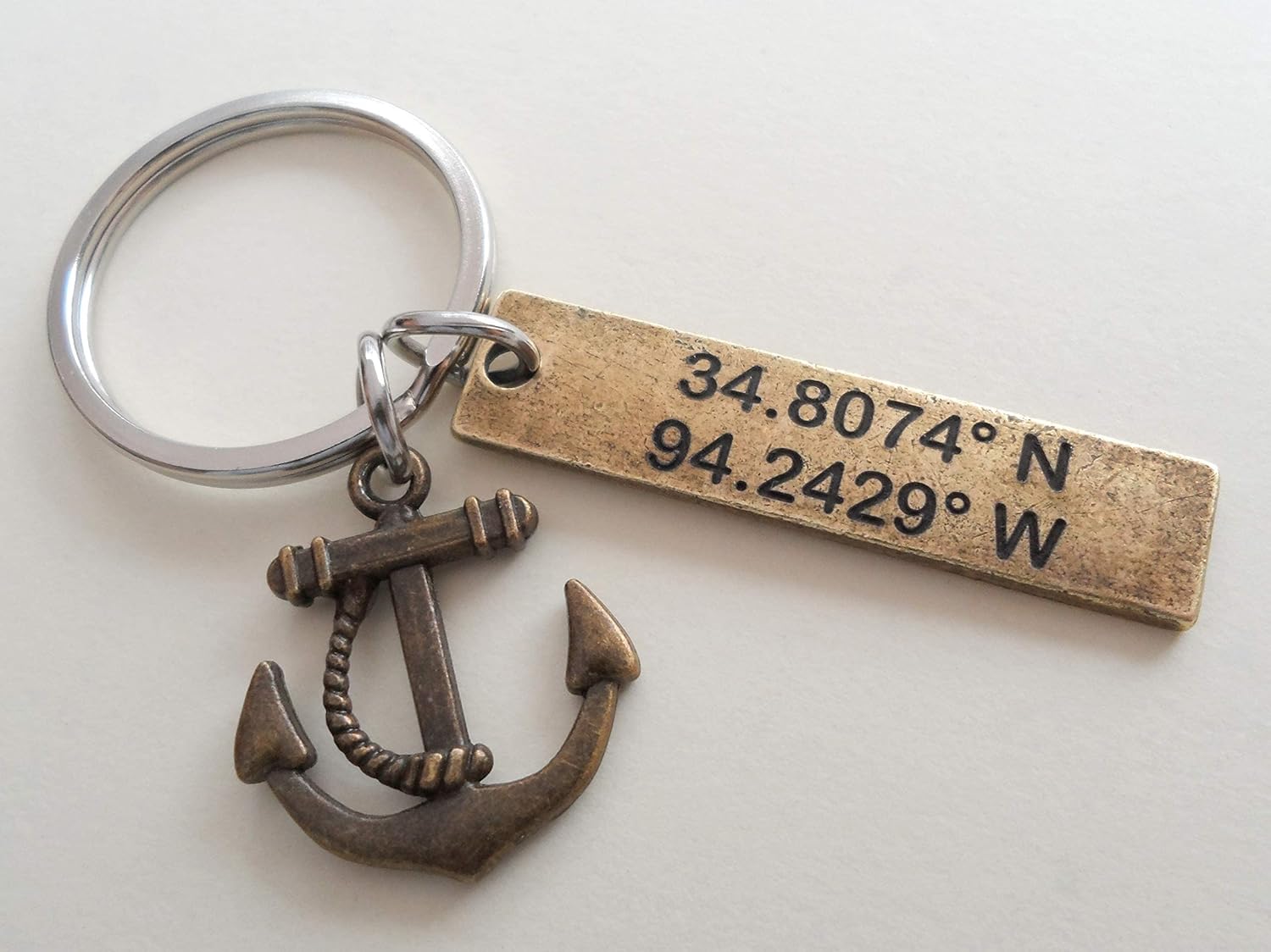 Custom Bronze Anchor Keychain with Engraved Tag for Couples or Best Friends, Anniversary Gift Keychain - Image 2