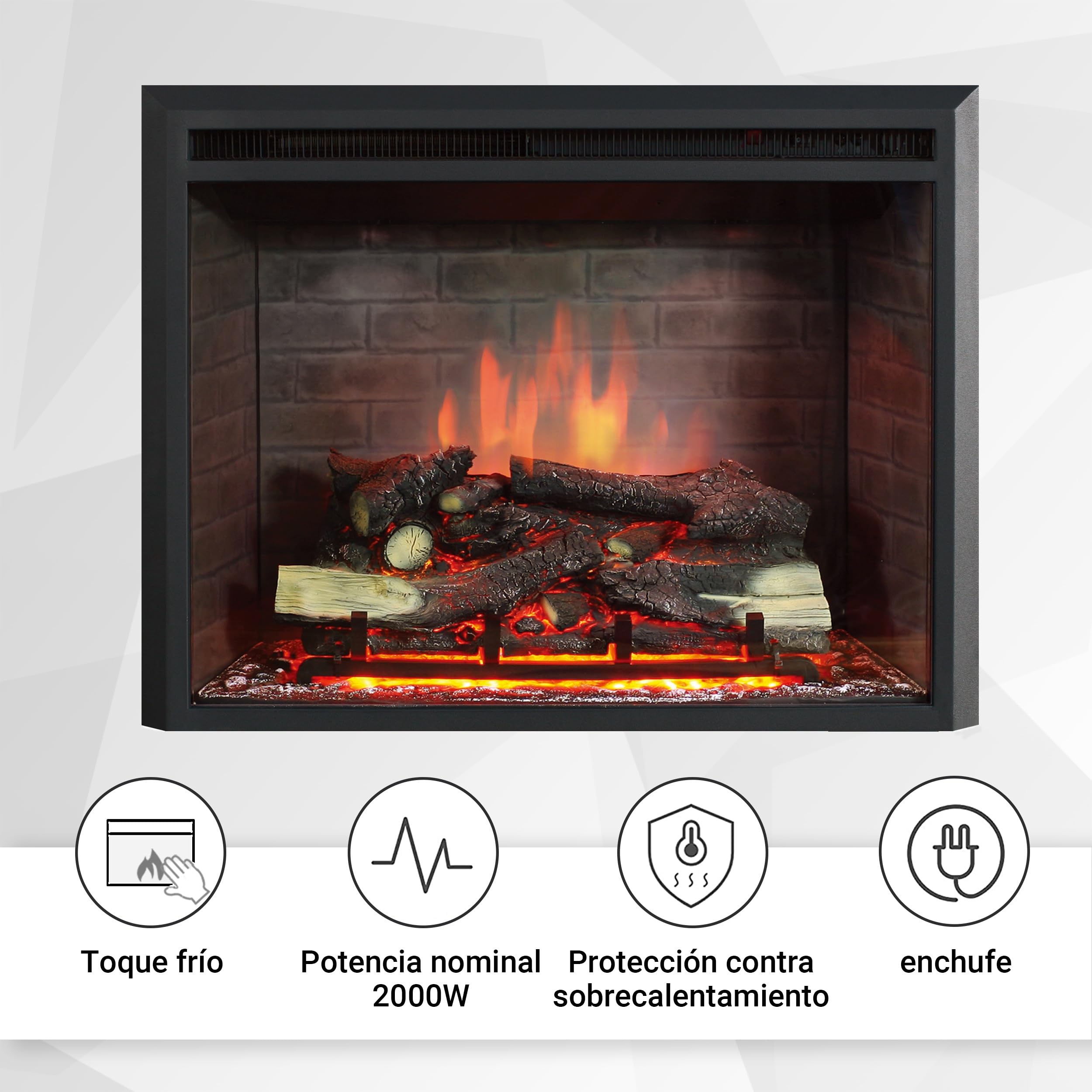 BALDERIA Calida 30 - Chimenea electrica Decorativa empotrable Treinta Pulgadas