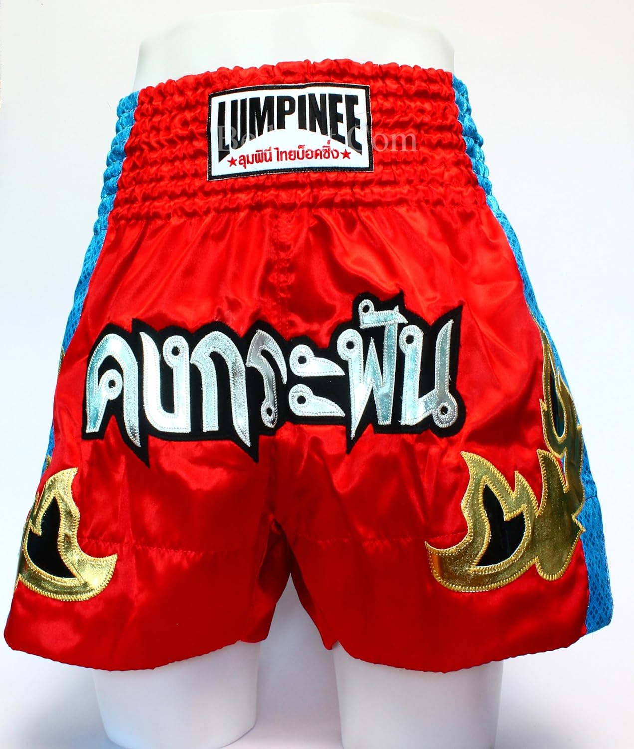 Thai Fight Shorts from Thailand. Original Muay Thai Shorts for Kickboxing and Contact Sports. Model Kong KA Phan RED Blue™