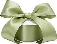 Vista 26 de Cinta de satén azul polvoriento, seda azul francés de 2 pulgadas para árbol de Navidad y ramo de boda, 25 yardas