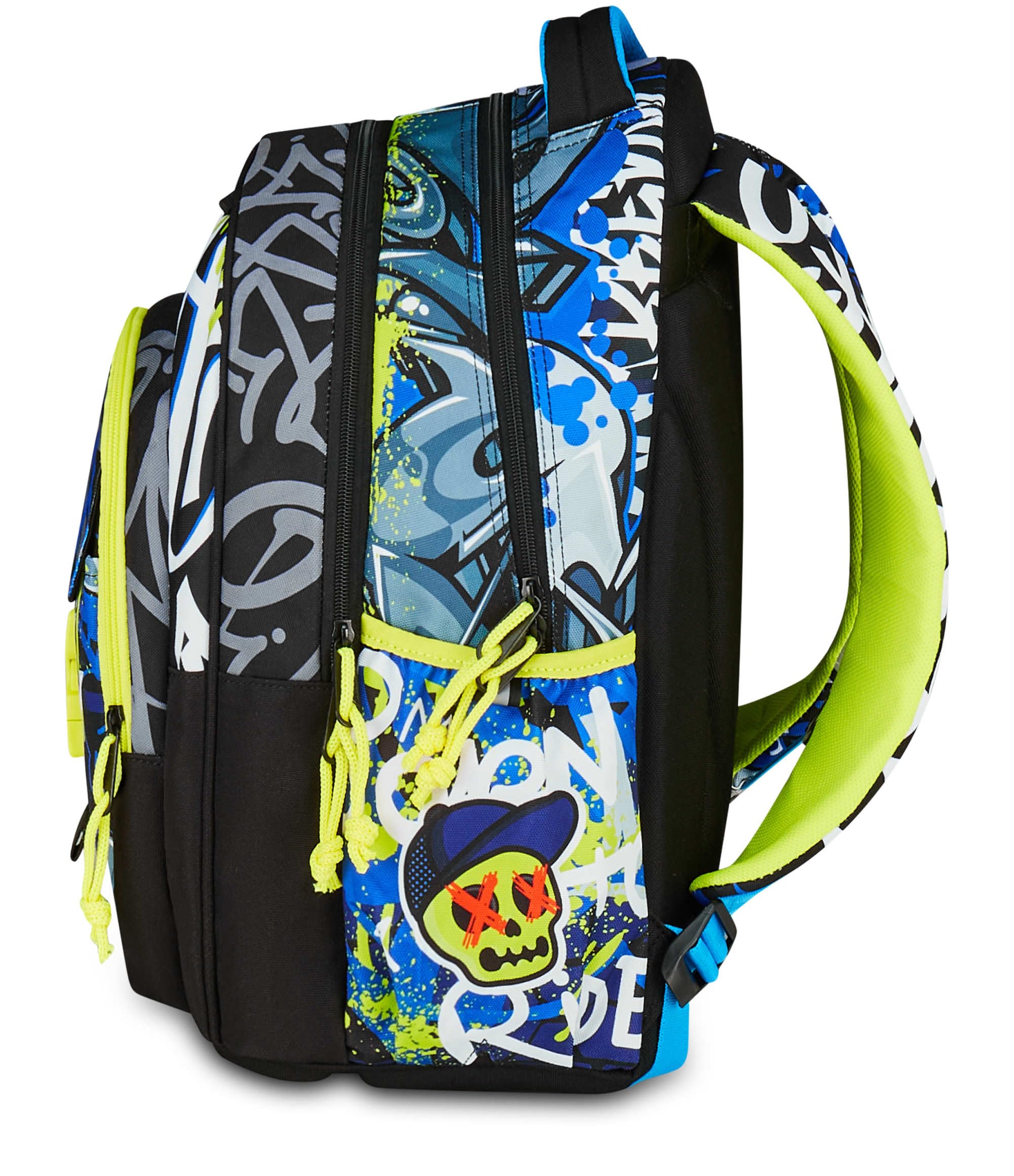 Mitama Zaino Scuola SCHOOL SKATE, New Plus, Triplo Scomparto, Tasche Porta Borraccia, Spallacci Ergonomici, Scuola Elementare Bambino, Media