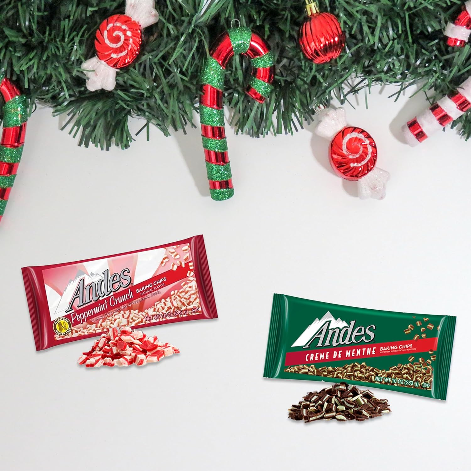 Andes Chocolate Mints Baking Chips Variety 4 Pack- Andes Creme De Menthe Baking Chips and Andes Peppermint Crunch Baking Chips, Andes Mints, Baking Chips, Andes Mints Candy, Andes Mints Bulk