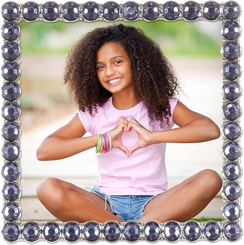 Vista 50 de Marco doble brillante de metal plateado 4x4, brillo transparente Brillo claro