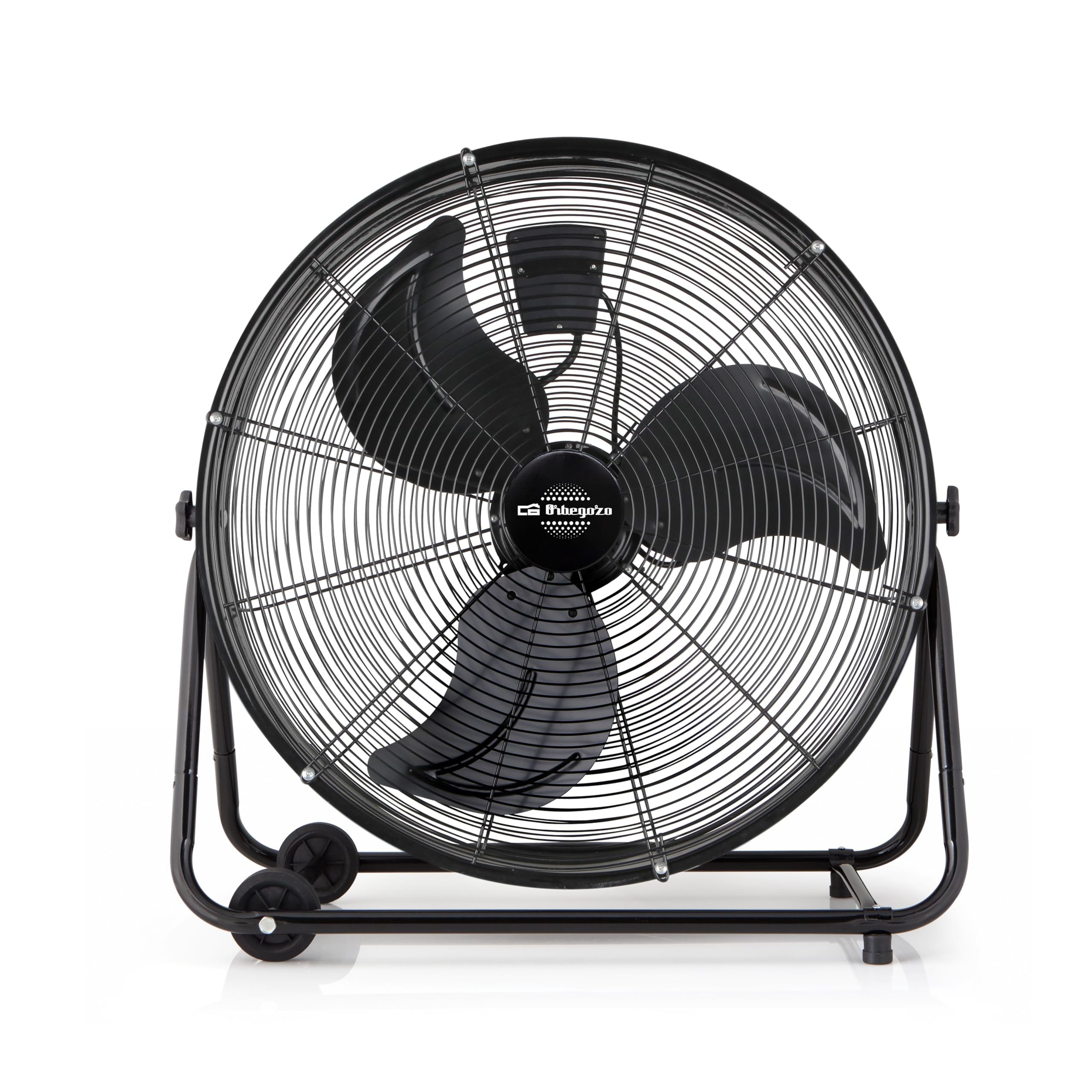 Orbegozo Pwt 3075 Ventilateur industriel Power Fan, tête inclinable, pales métalliques de 75 cm, 3 vitesses de ventilation, roues de transport, 200 W, métal