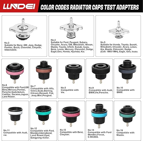 Miniatura 4 de LLNDEI Kit de probador de presión de refrigeranteradiadorsistema de refrigeración con bomba de mano, adaptadores de radiador, universal para varios