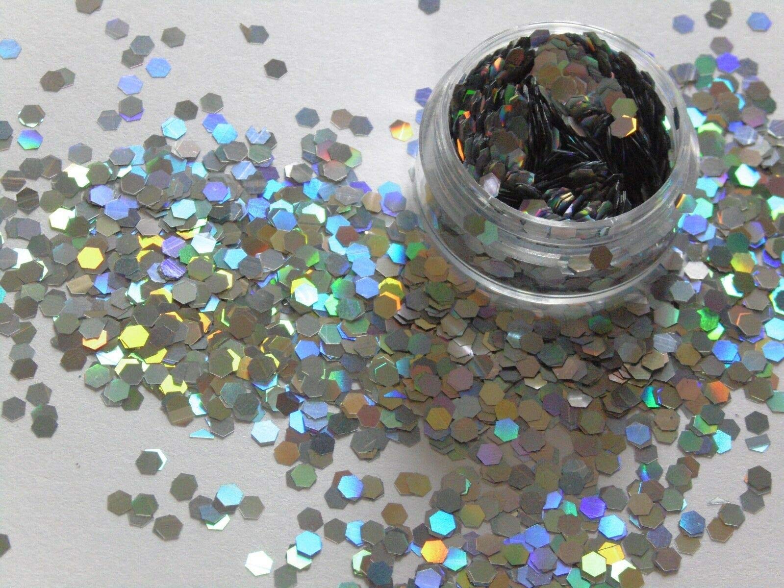 EliteKoopers 3MM Silver Holographic Glitter Cosmetic Chunky Nail Art Eye Festival Body Decorative Art & Craft Supply (10g)