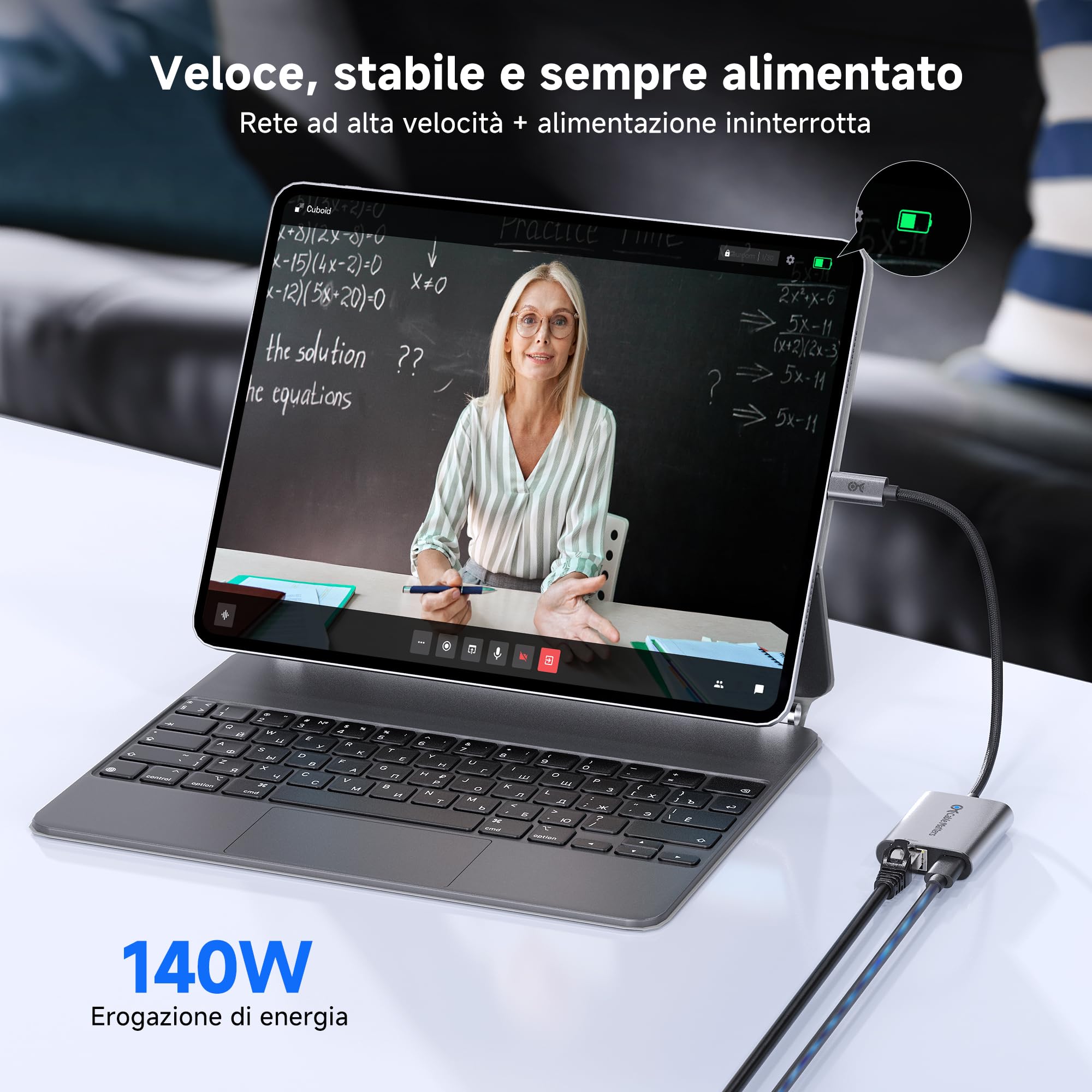 Cable Matters Adattatore USB C a Ethernet 2.5Gb con Ricarica 140W PD 3.1 2.5 Gigabit USBC to RJ45 Compatibile USB4 Thunderbolt 4/5
