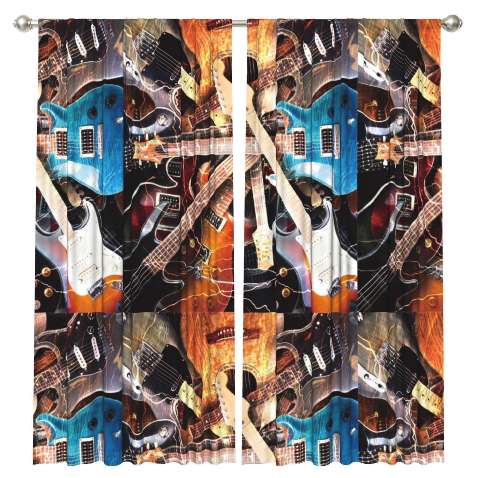 InOmak Electric Guitar, 2 Panels Window Curtains 52 x 84 Inch Blackout Curtains for Living Room Bedroom