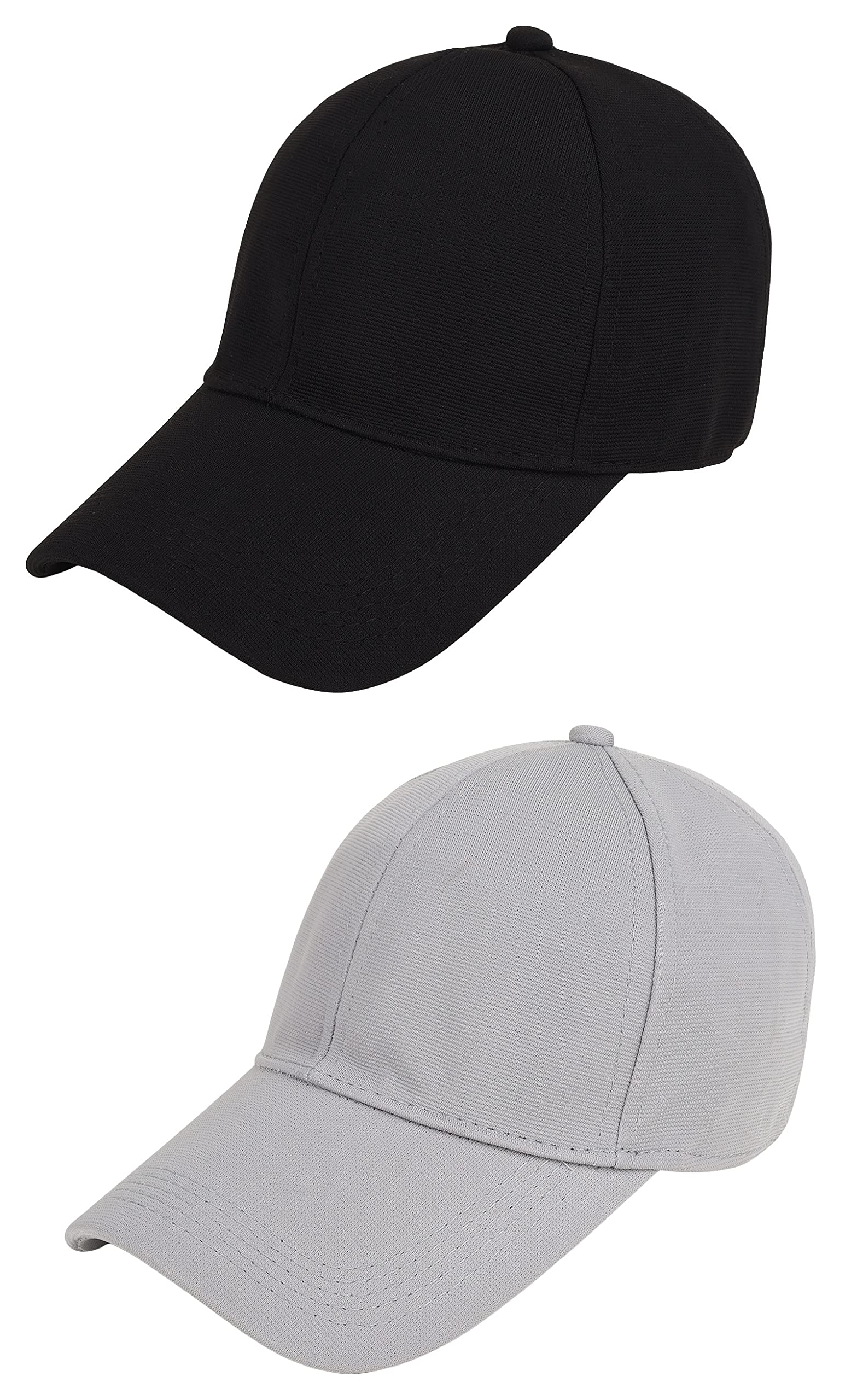 Men's Polycotton Flexi Stretch Fit Closed Back Cap FC-01 (Black-Light-Grey_Pack of 2) (Free Size)-image-21