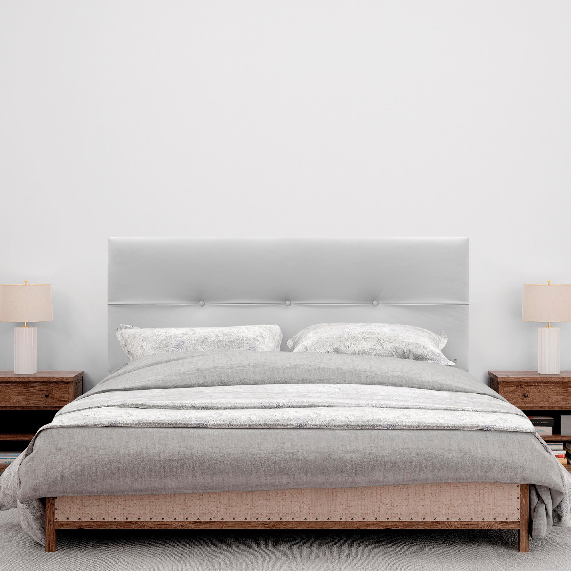 DHOME Testiera in similpelle o tessuto AQUALINE Pro Rivestimento di alta qualità NUOVA GAMMA DI COLORI Testiera letto di lusso Camera da letto (Similpelle Grigio Chiaro, 160x50cm (Letto 150/160))