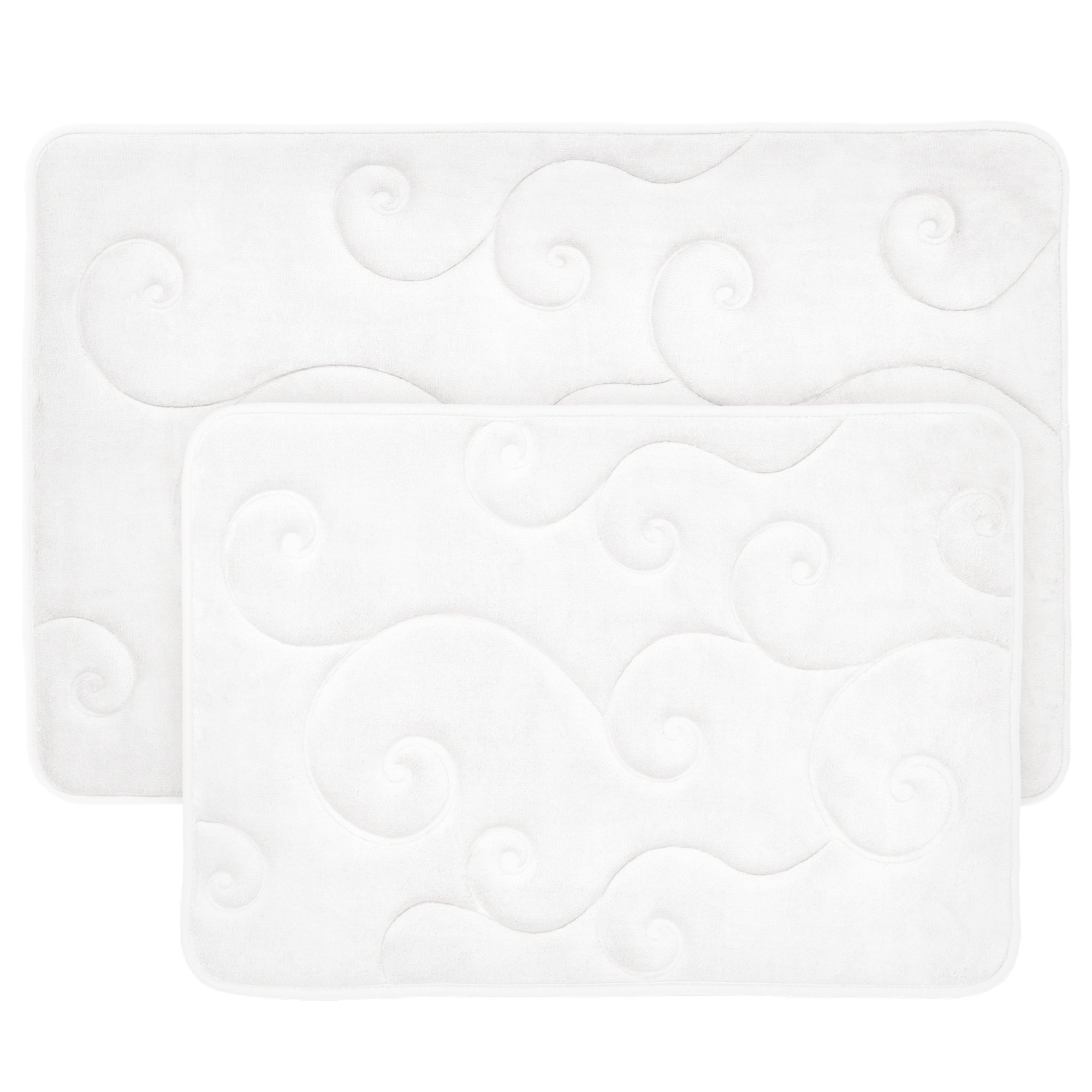 Lavish Home 2 PC Juego de Alfombrilla de baño de Espuma de Memoria Coral Forro Polar en Relieve patrón – Azul
