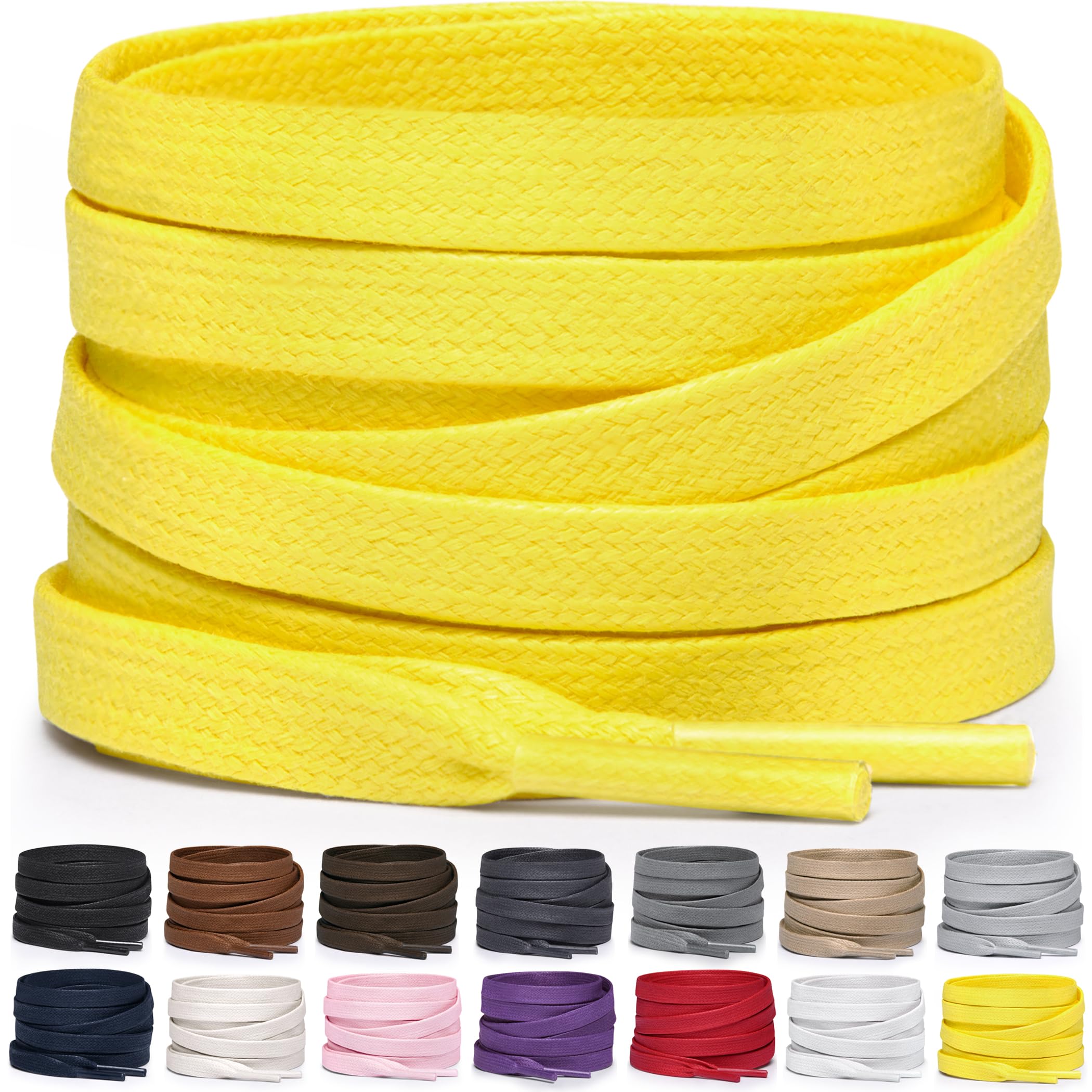 Miscly Flat Waxed Cotton Shoe Laces for Boots, Sneakers, and Shoes – Multiple Lengths and Colors Available