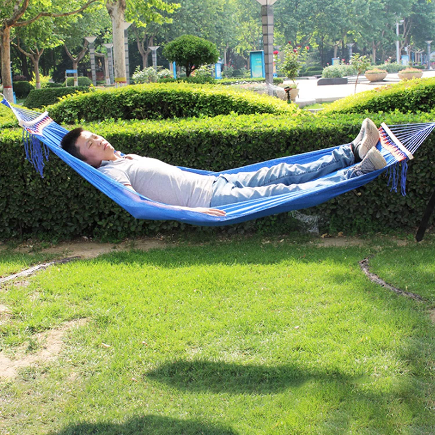 Hamak Ultralekki, Hammock Wiszący hamak kempingowy Oddychająca siatka na co dzień Lekki nylonowy kemping do podróży zewnątrz Piesze wycieczki Plaża na Kemping, na Zewnątrz(Blue)