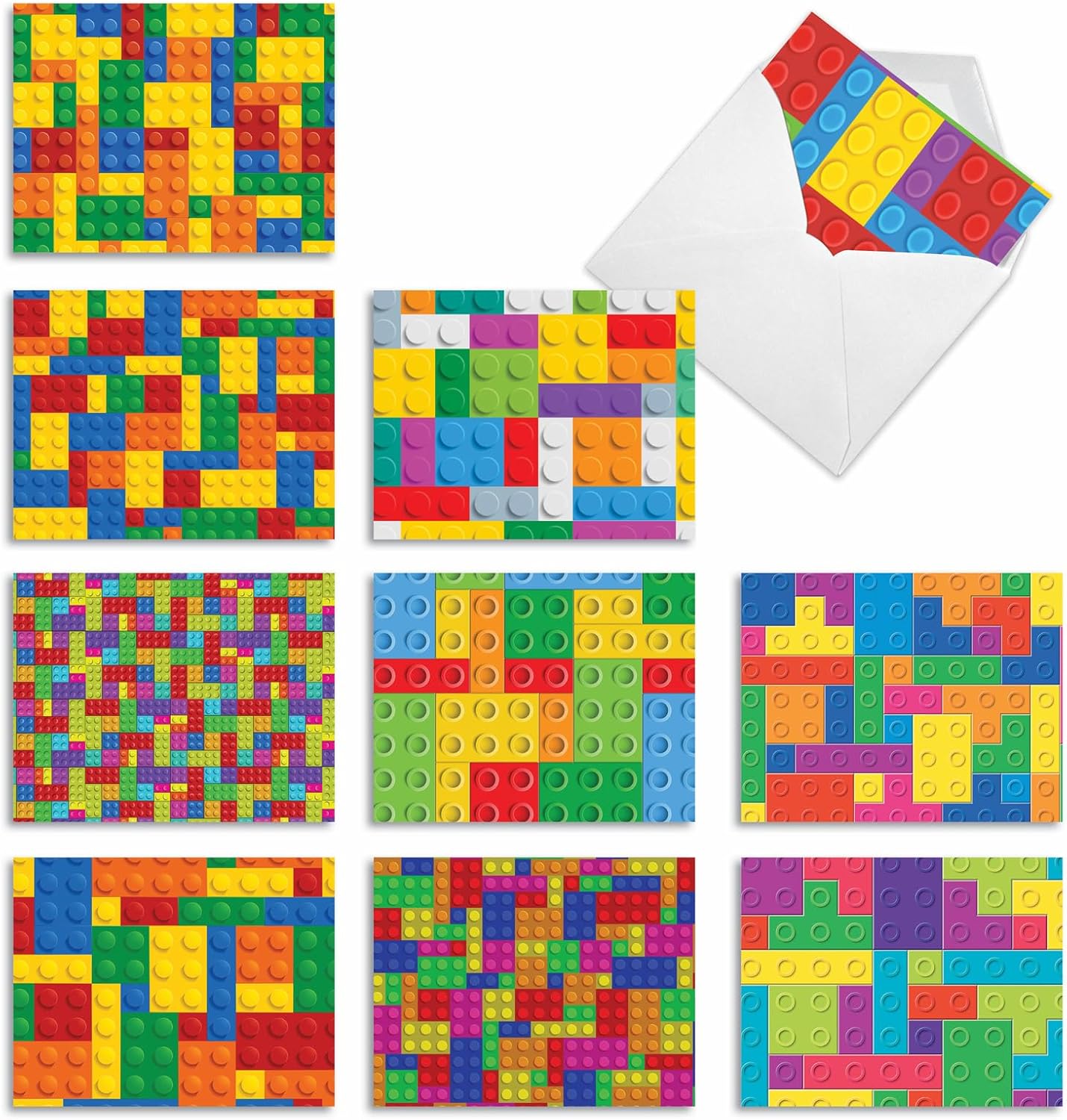The Best Card Company 10 Thank You Notes Variety Pack w/Envelopes (4 x 5.12 Inch) – Colorful Bulk Gratitude Greeting Cards Boxed Set, Camp, Class, Building Block Letters M2068