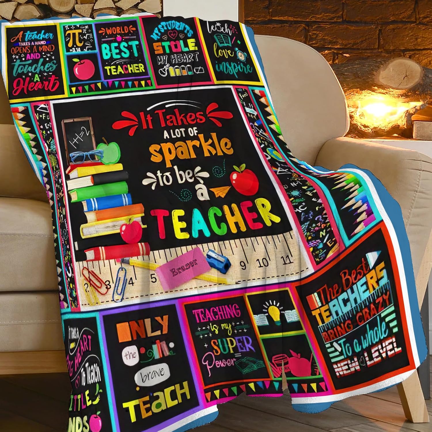 SweetFox Teacher Blanket Teacher Appreciation Gifts Decor Throw Blanket for Women Men Girls Boys Warm Soft Plush Fleece Flannel Graduation Birthday Back to School Blankets for Kids Adults 50"X40" - Image 3