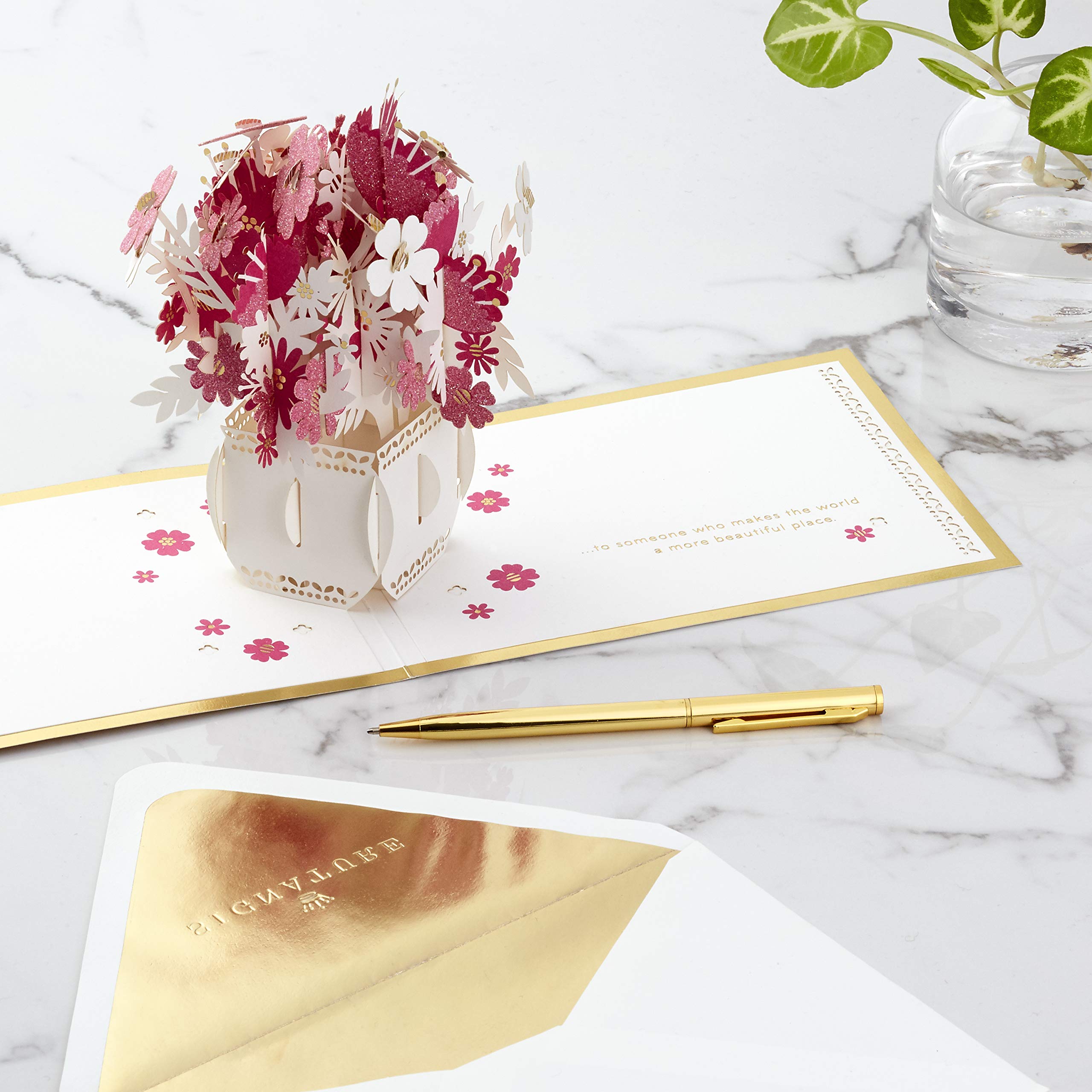 Hallmark Signature Paper Wonder Pop Up Mothers Day Card (Flowers in Vase, Make the World More Beautiful) - Image 3