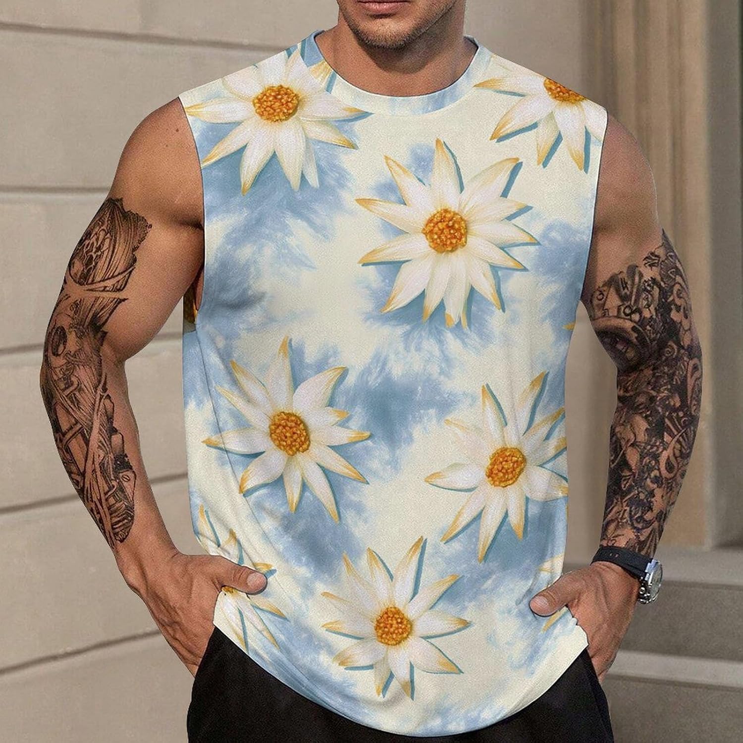 Edelweiss Tie-Dye Men's Sleeveless Shirt Small