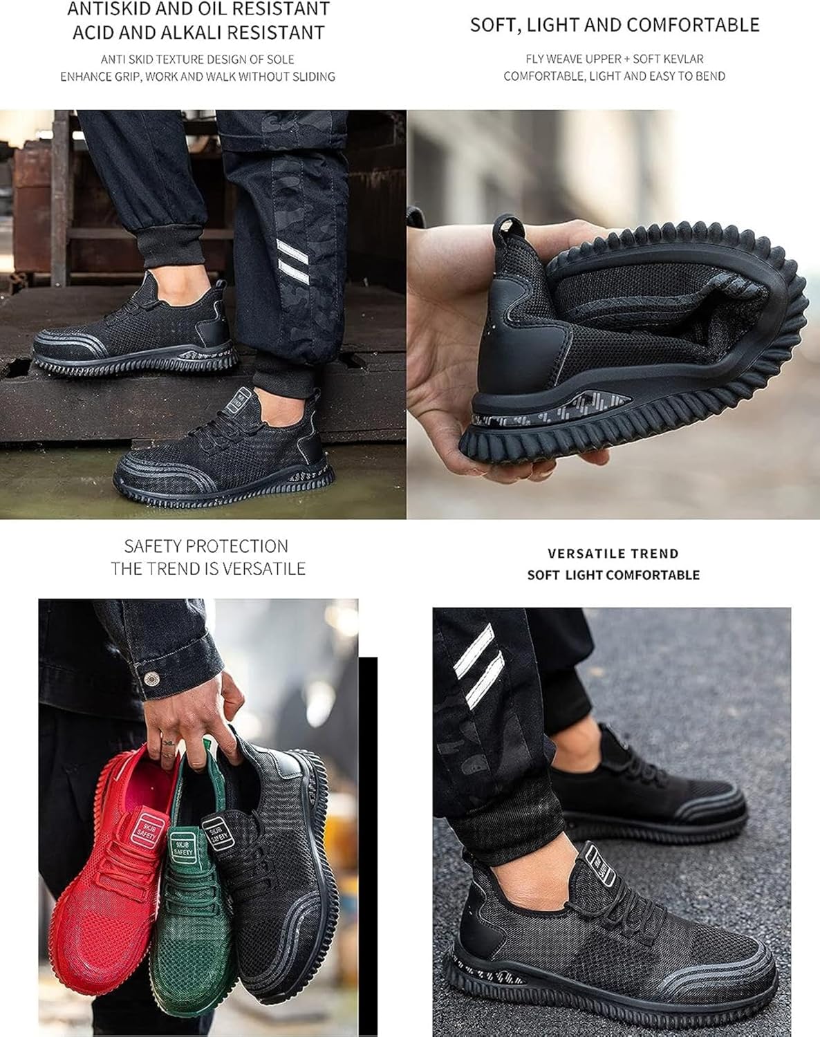 [LOKLNEYK] 安全靴 登山靴 メンズ 軽量 スニーカー メンズ 作業靴 保護作業靴 壊れにくく、穴が開いていない安全作業靴