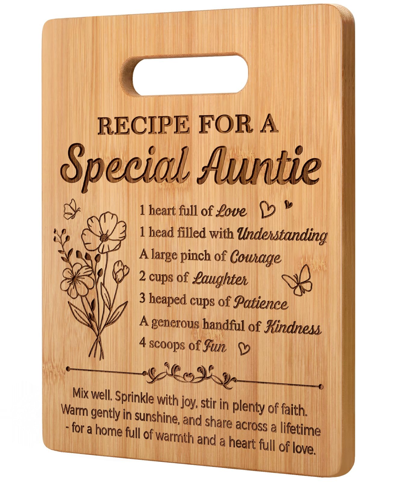 Auntie Gifts, Anutie Birthday Gifts, Unqiue Bamboo Cutting Board for Aunt Aunty, Mother’s Day Christmas Birthday Present for Aunts from Nephew Niece
